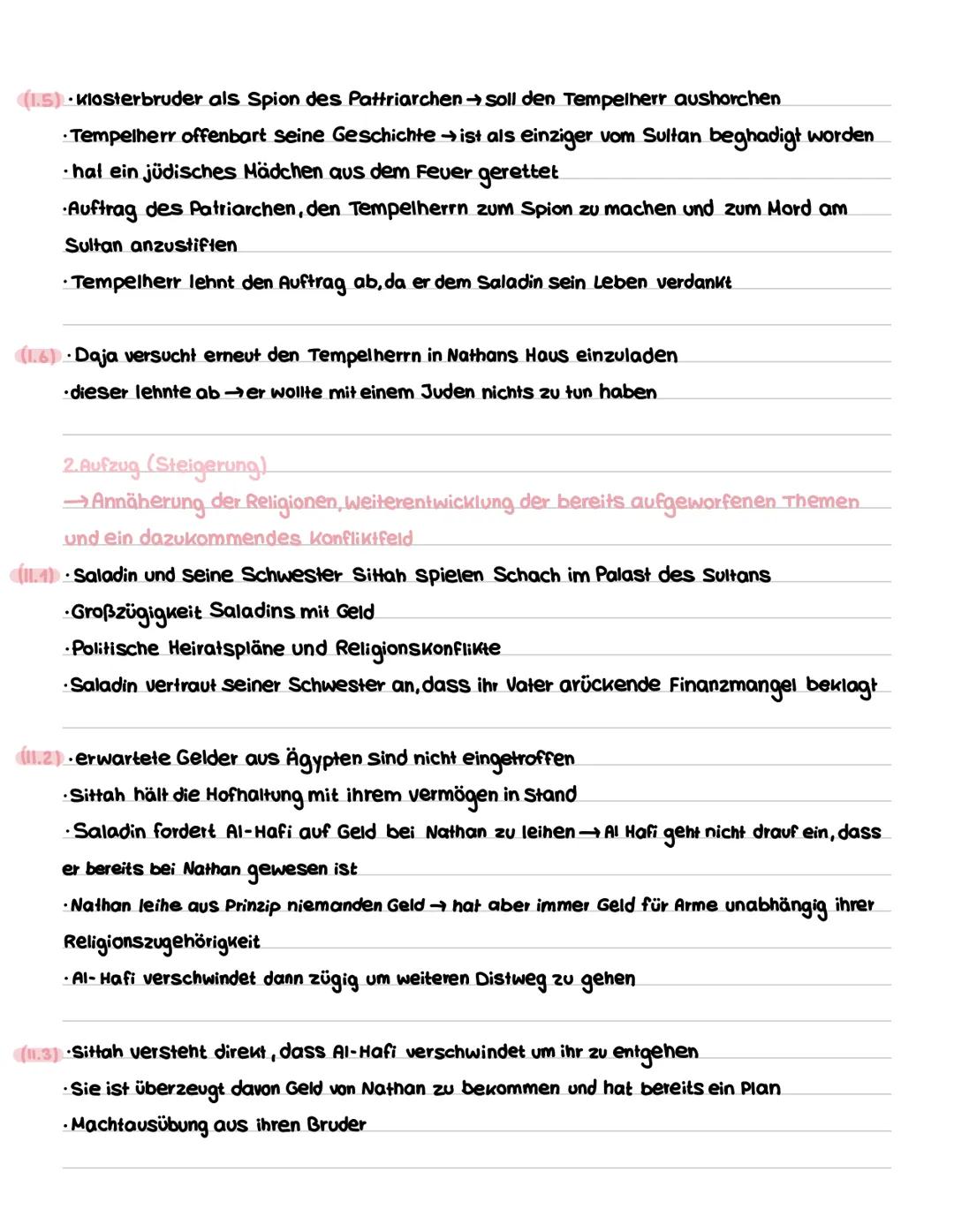 # NATHAN DER WEISE
Aufbau und Struktur
4. Aufzug (Exposition)
→Einführung in Nathans Lebenswelt und Andeutung der Konfliktfelder
(1.1)