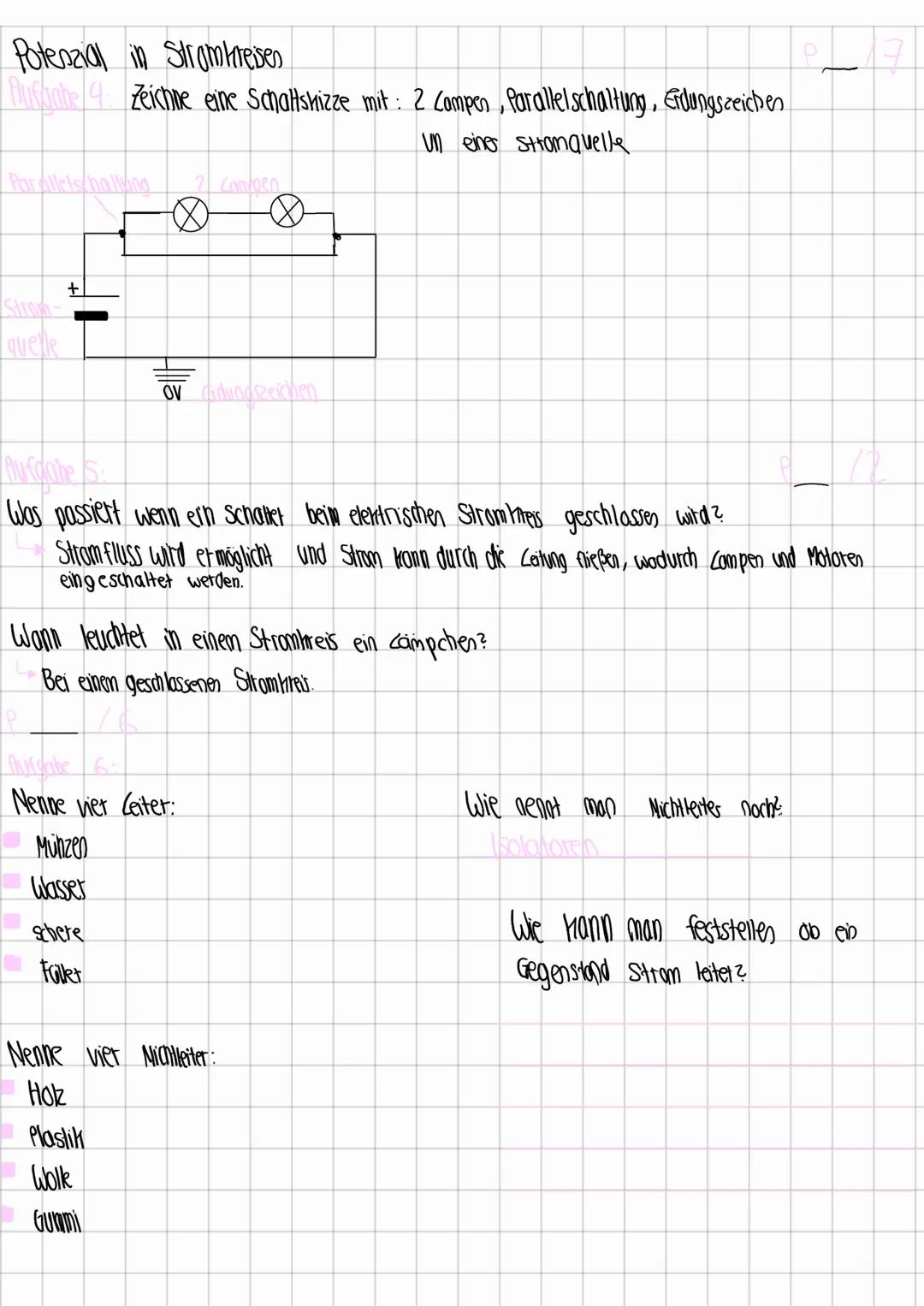 Physik
Klassenarbeit → Elektrizitätslehre
P
15
Nenne die Bauteile und deres Funktiones des elektrischen Strompreises.
Bauteile
Verbraucher C