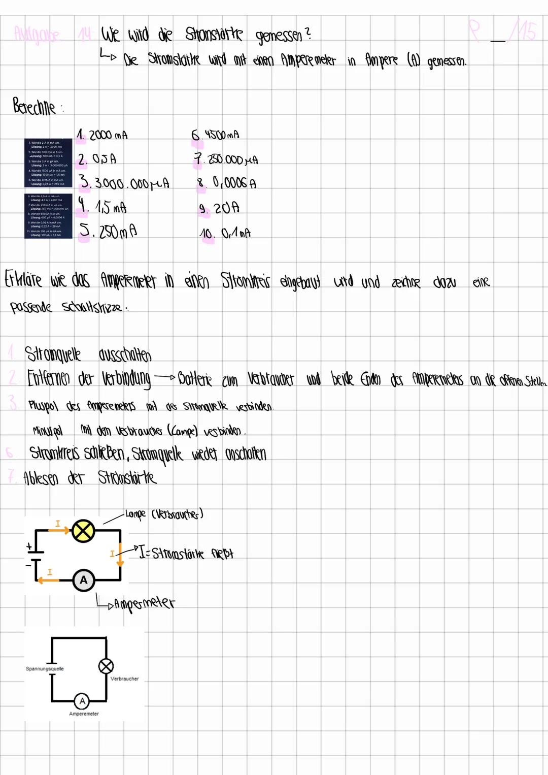 Physik
Klassenarbeit → Elektrizitätslehre
P
15
Nenne die Bauteile und deres Funktiones des elektrischen Strompreises.
Bauteile
Verbraucher C