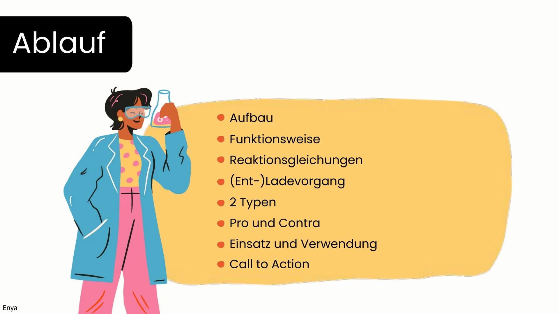 # Der Bleiakkumulator
Elektrochemie
Chemie LK 2024
Enya, Aneli, Paula # Ablauf
Enya
* Aufbau
* Funktionsweise
* Reaktionsgleichung