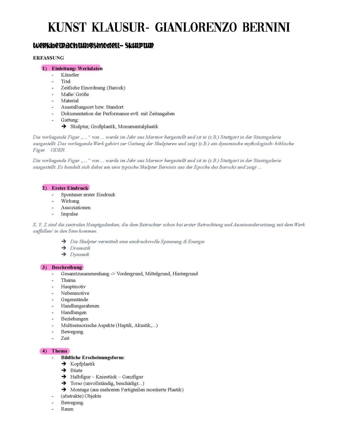 Werkbetrachtungsmodell - Skulptur