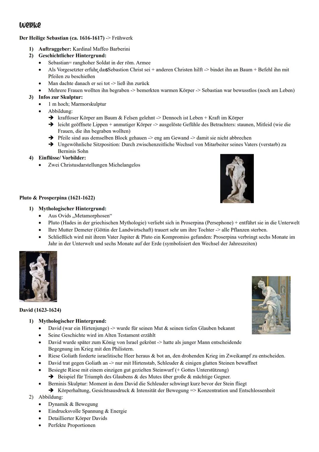 Werke
Der Heilige Sebastian (ca. 1616-1617) -> Frühwerk
1) Auftraggeber: Kardinal Maffeo Barberini
2) Geschichtlicher Hintergrund:
Sebastian