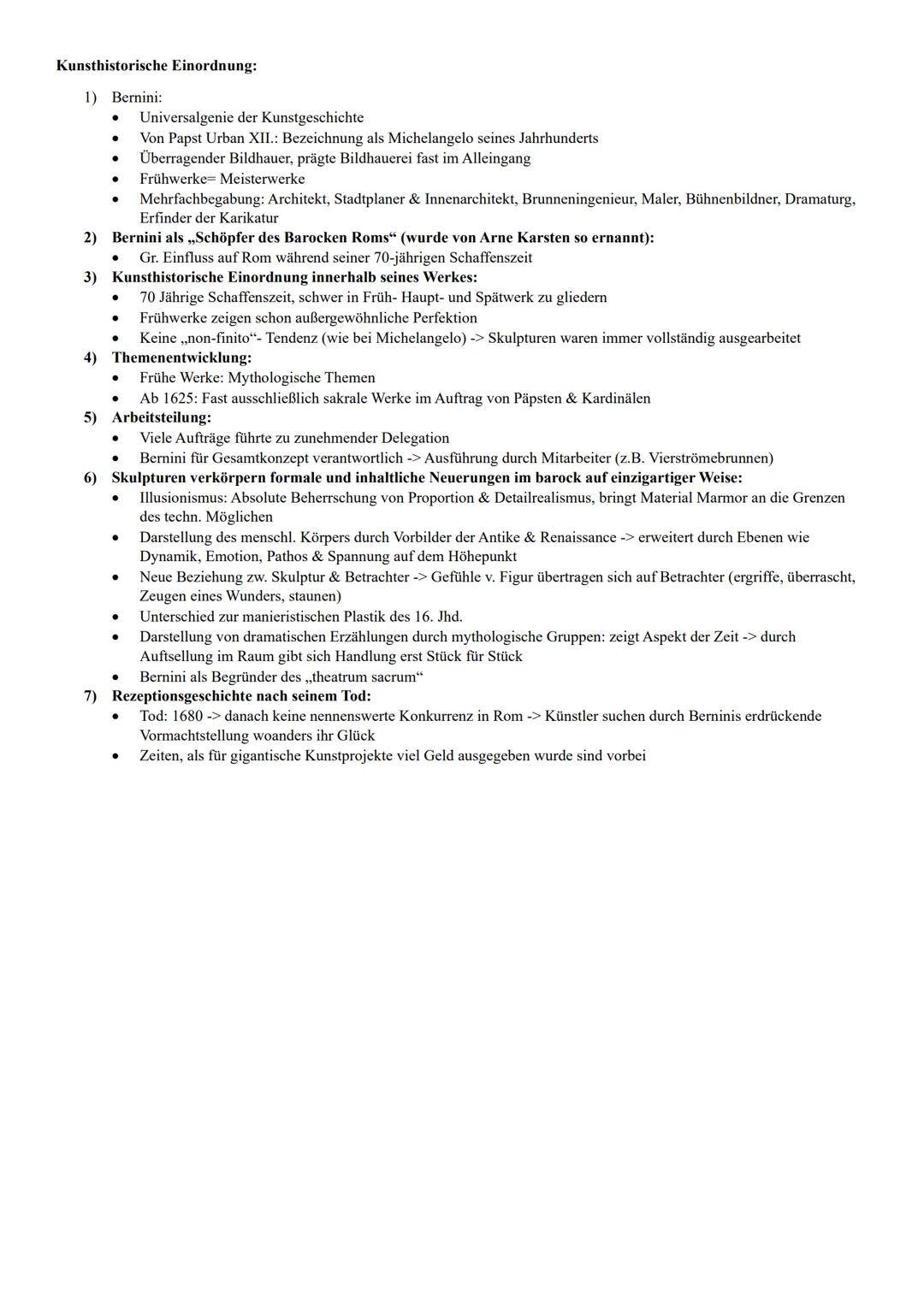 # Kunsthistorische Einordnung:
1) Bernini:
* Universalgenie der Kunstgeschichte
* Von Papst Urban XII.: Bezeichnung als Michelangelo s