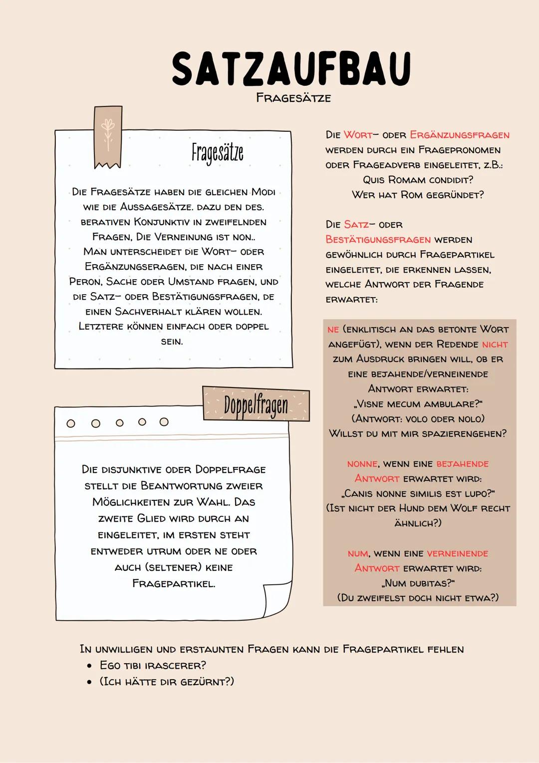 Grammatike
Bereich:
Satzbau
Aufbau des Satzes
Acl
Ncl
PPP/PPA & PC
Gerundium
Gerundivum
Historischer Infinitiv / historisches Präsens
Indire