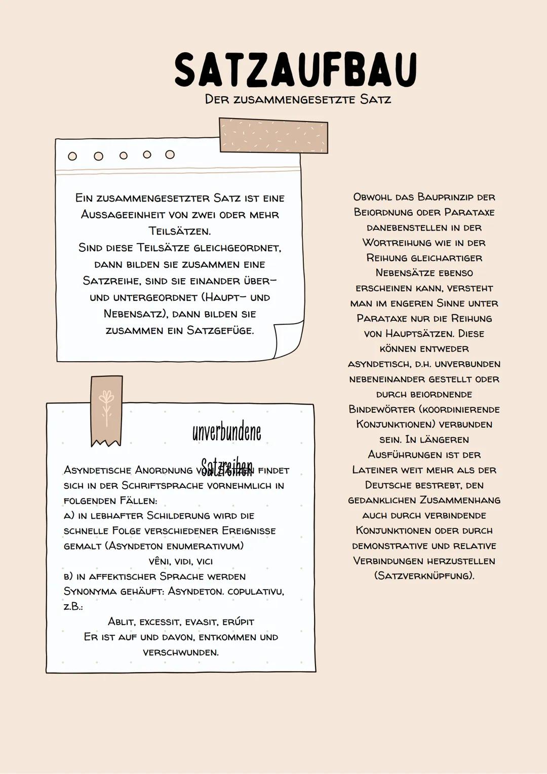 Grammatike
Bereich:
Satzbau
Aufbau des Satzes
Acl
Ncl
PPP/PPA & PC
Gerundium
Gerundivum
Historischer Infinitiv / historisches Präsens
Indire