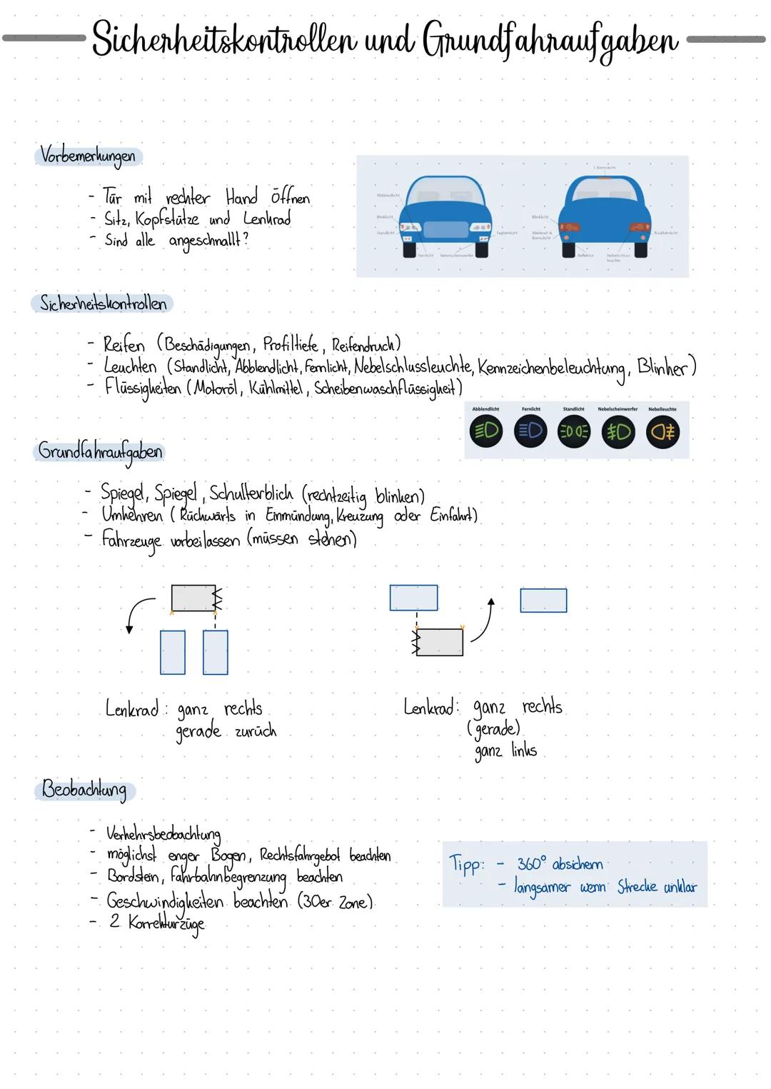 # Verkehrsregeln
Rechts vor links
A30 (kein Schild)
- mit niedriegen Gang anfahren
- in 1. Gang runterschalten
Zebrastreifen
- Nach Kreis