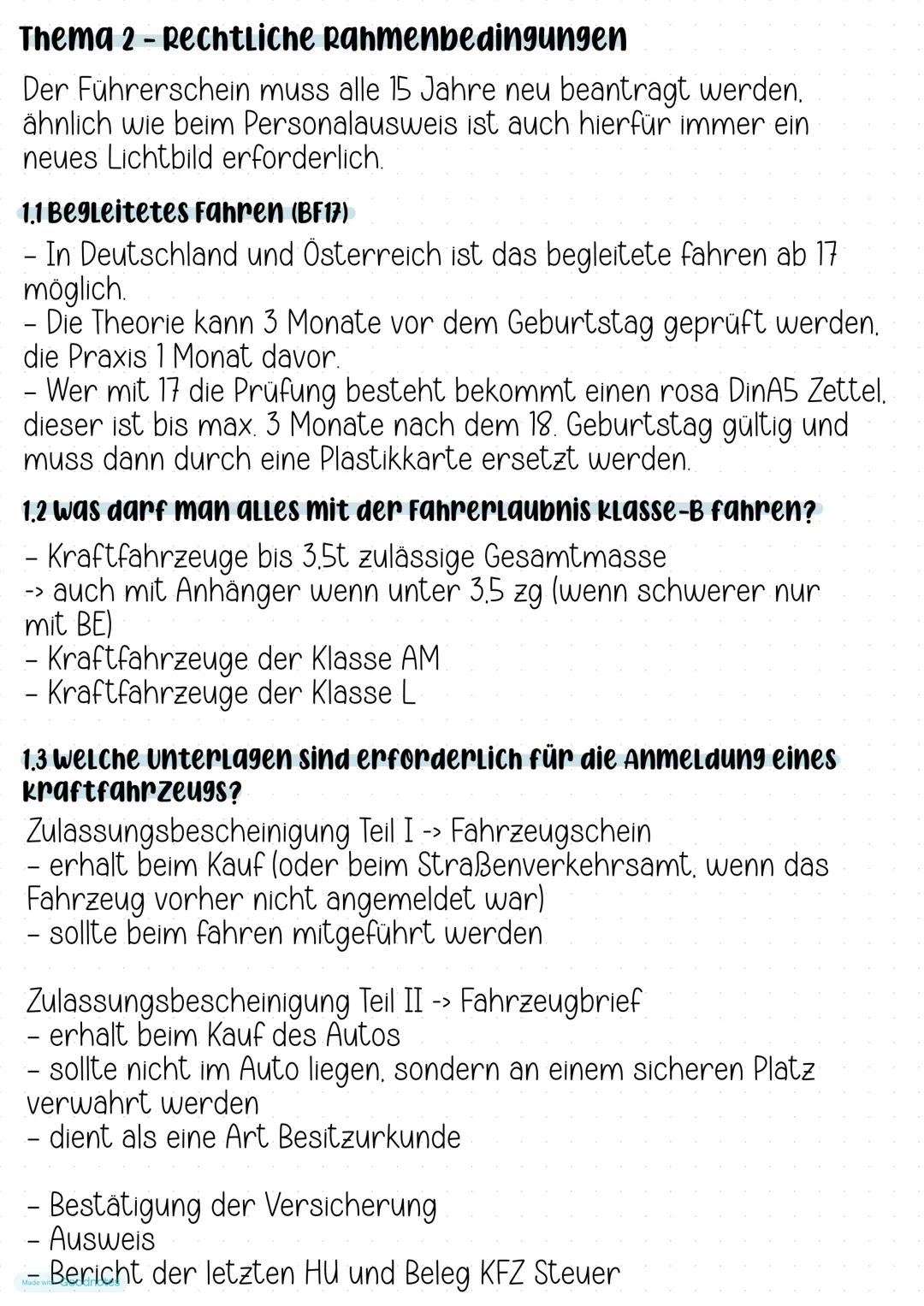 Thema 2 - Rechtliche Rahmenbedingungen
Der Führerschein muss alle 15 Jahre neu beantragt werden.
ähnlich wie beim Personalausweis ist auch h