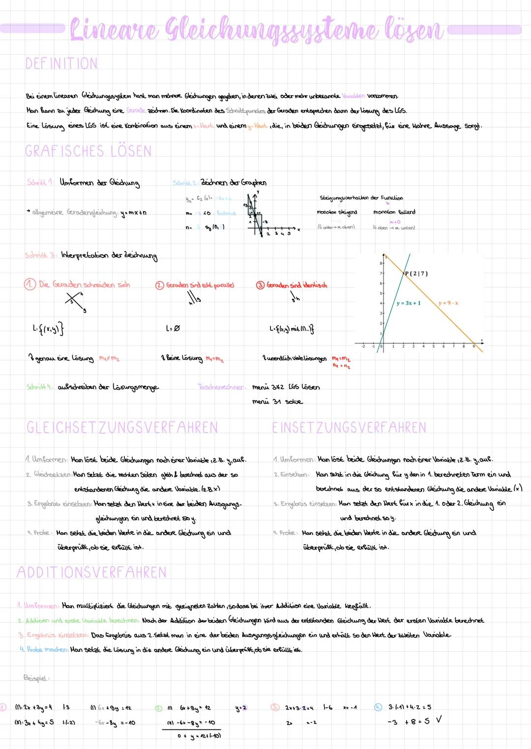 # Lineare Gleichungssysteme lösen
DEFINITION
Bei einem linearen Gleichungssystem hast man mehrere Gleichungen gegeben, in denen zwei oder
