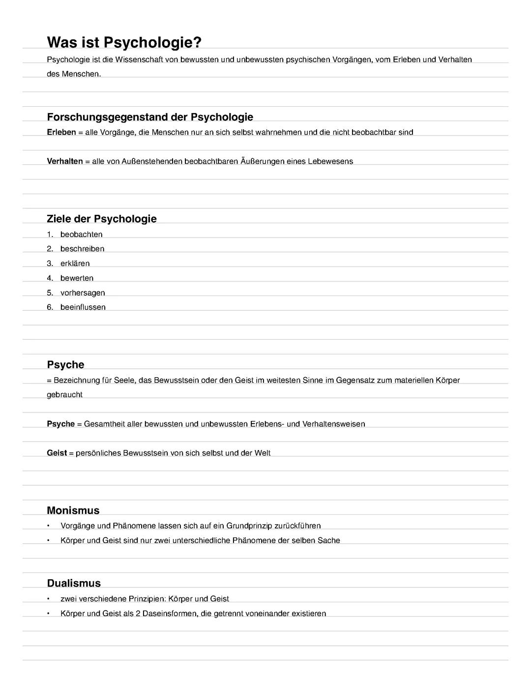 Psycholgie Abitur Lernzettel Brandenburg 2024