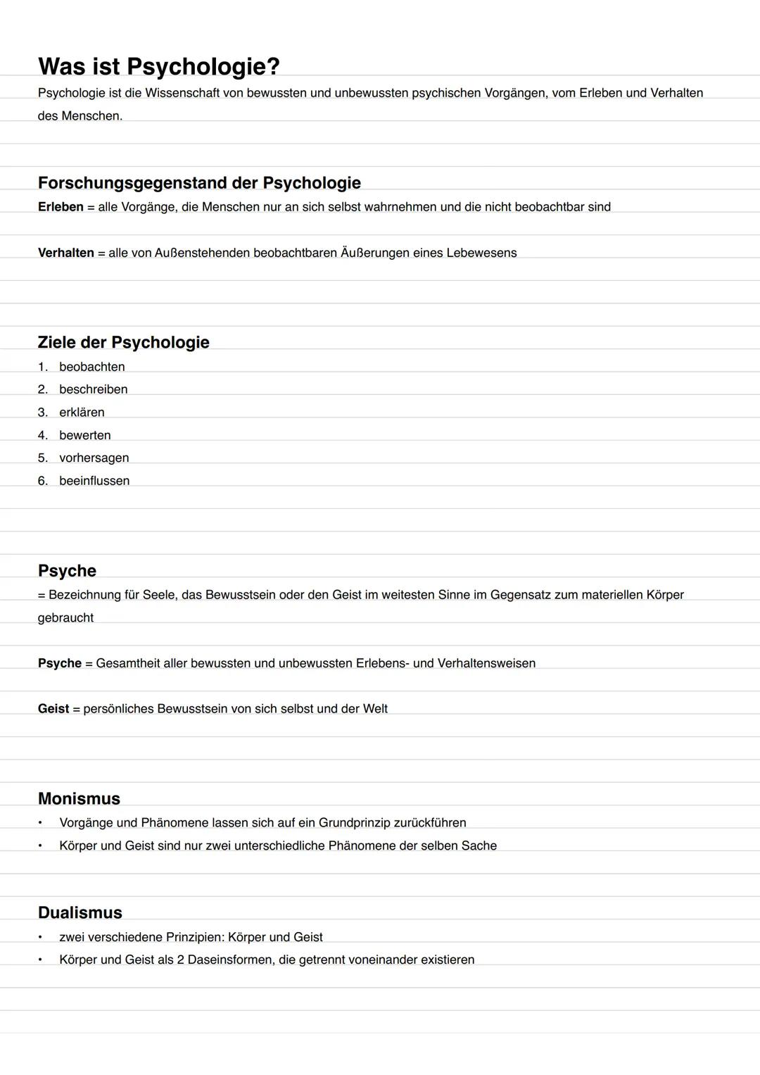 # Was ist Psychologie?
Psychologie ist die Wissenschaft von bewussten und unbewussten psychischen Vorgängen, vom Erleben und Verhalten des
