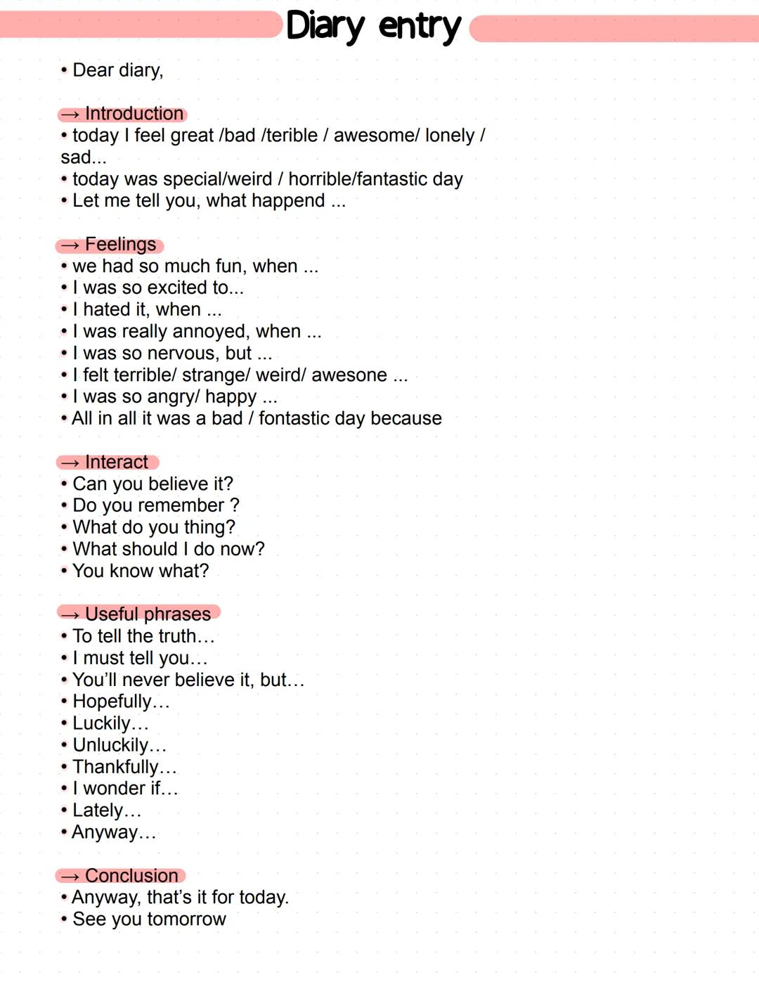 How to write a diary entry