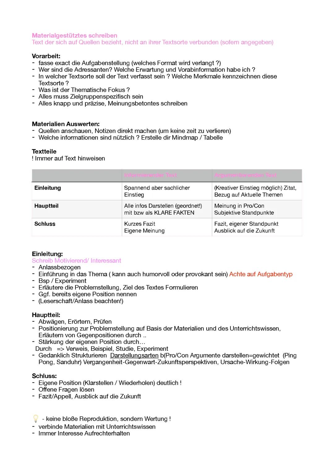 Materialgestütztes Schreiben