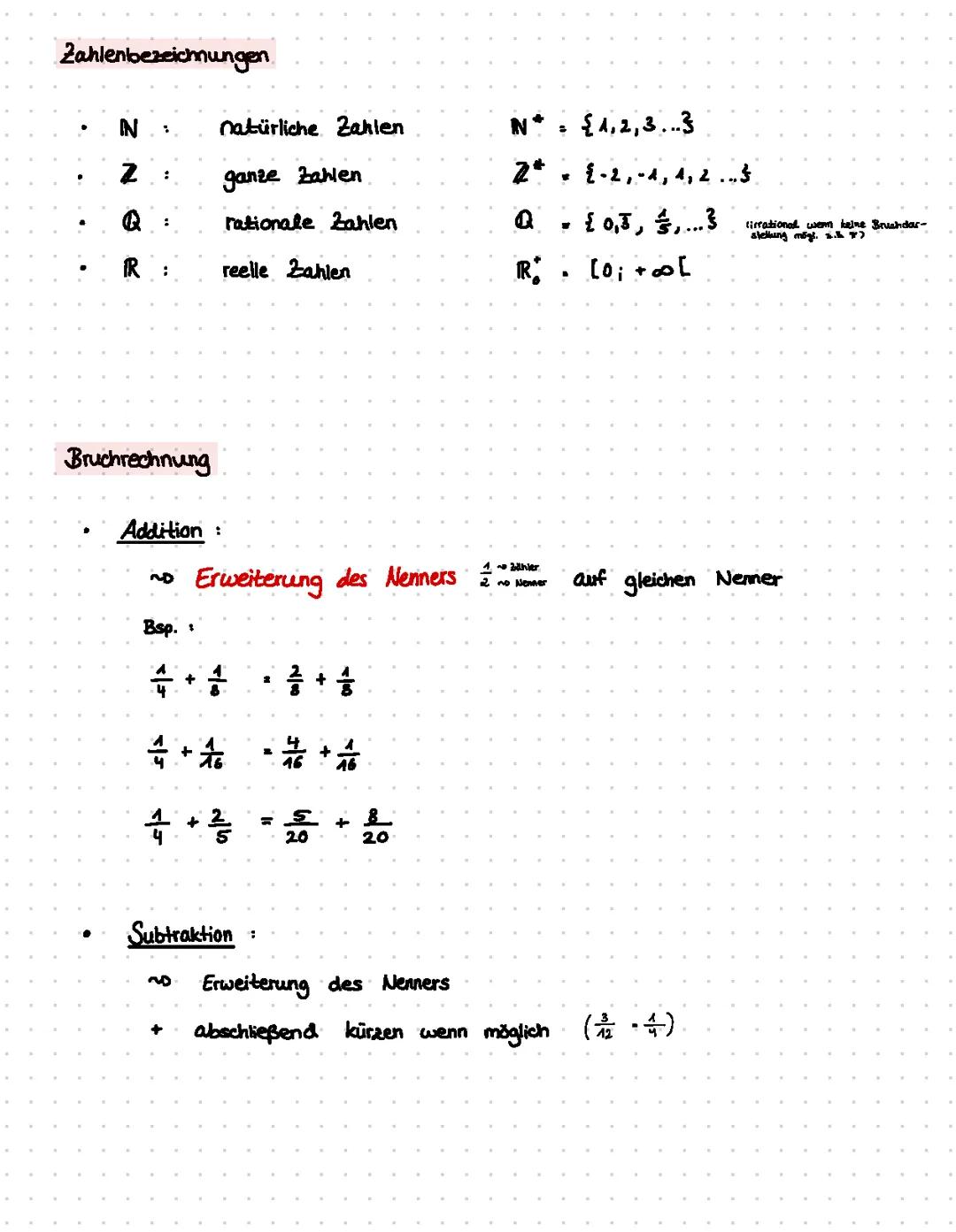 Mathe Wiederholung Mittelstufe Rechenregeln, relevant für Oberstufe