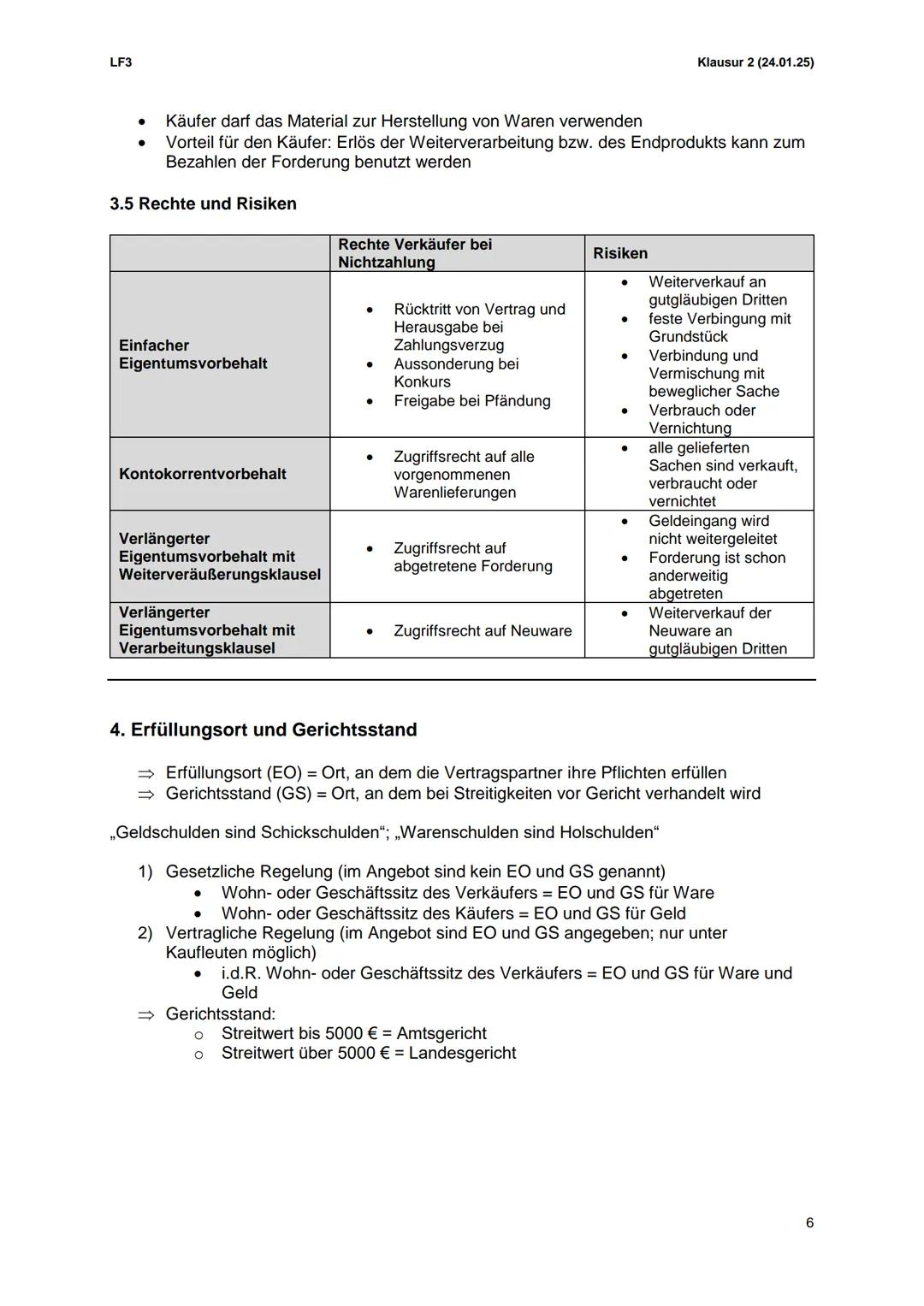 --- OCR Start ---
LF3
Inhalt
Lernzettel
Klausur 2 (24.01.25)
1. Kaufvertrag.
2
1.1 Zustandekommen Kaufvertrag (Antrag und Annahme)
2
1.2 Bei