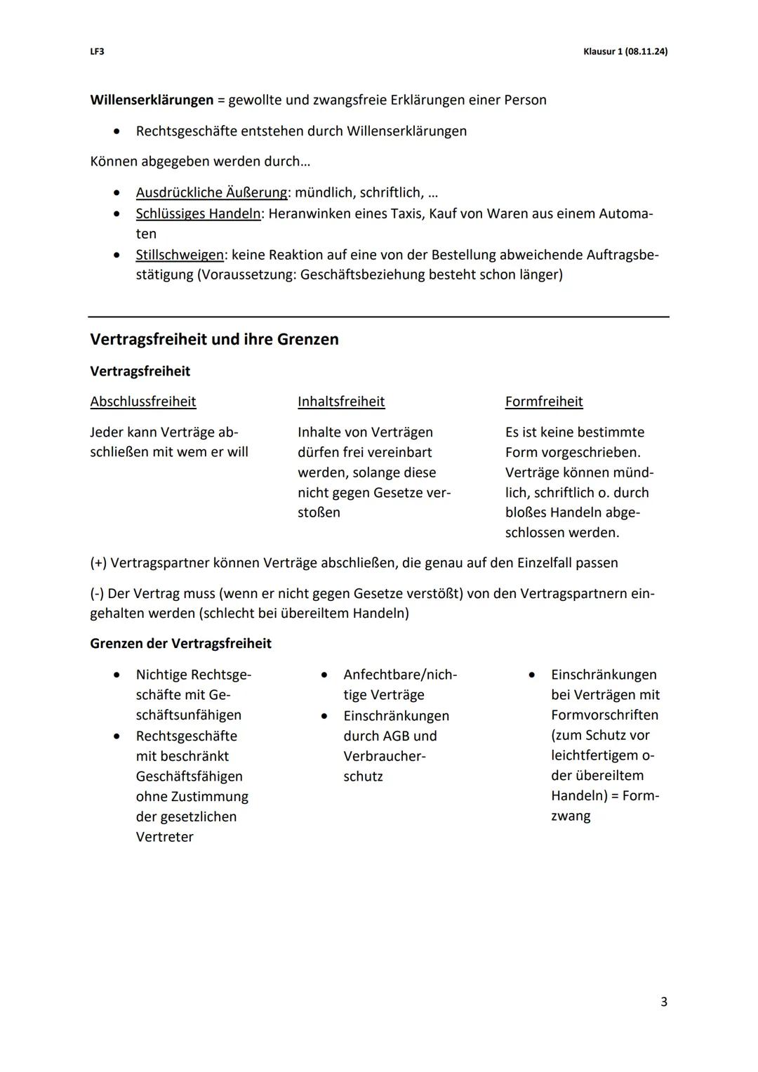 --- OCR Start ---
LF3
Klausur 1 (08.11.24)
Rechtliche Rahmenbedingungen
Rechtsobjekte und Rechtssubjekte
Rechtsobjekte = Gegenstände des Rec