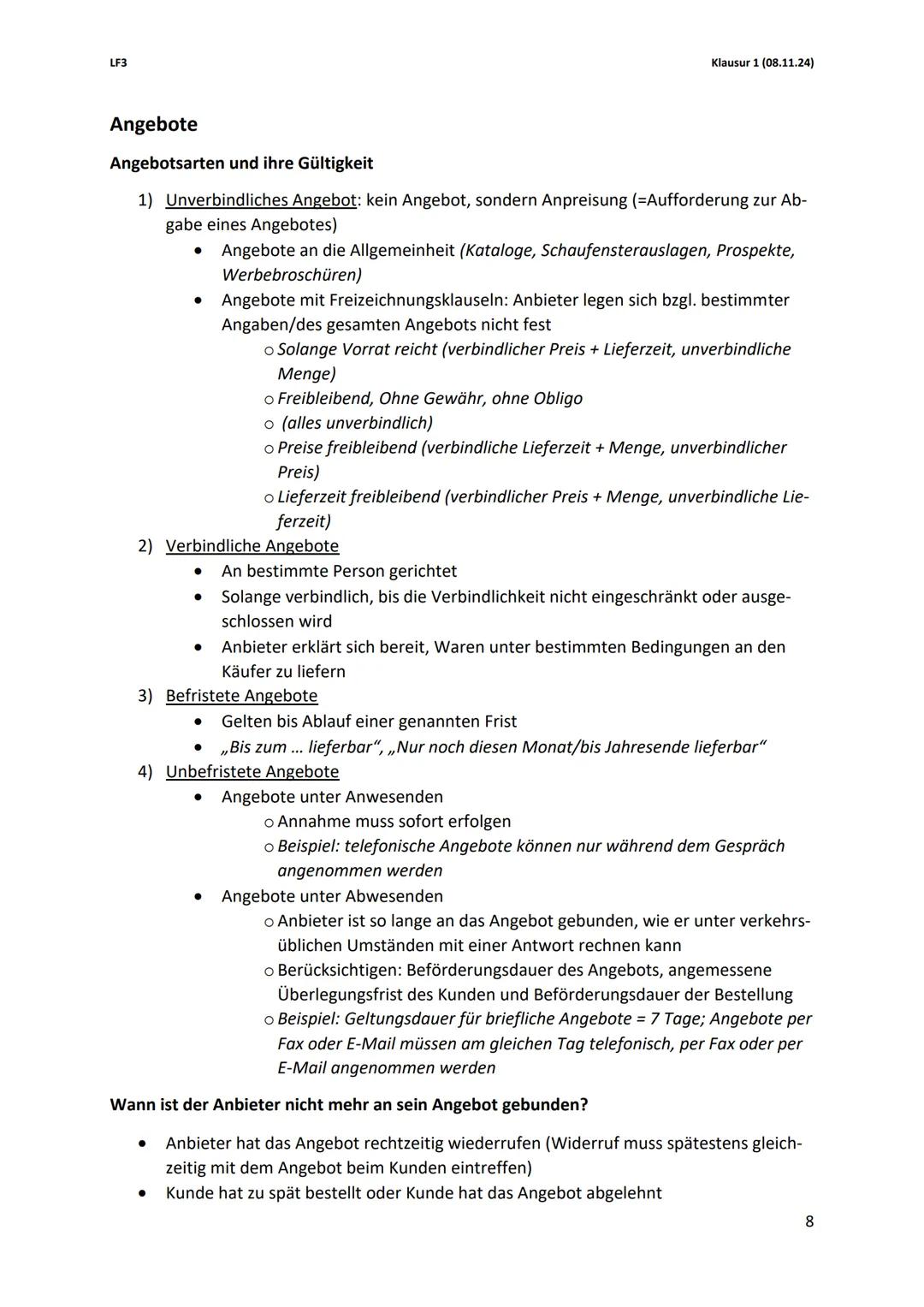 --- OCR Start ---
LF3
Klausur 1 (08.11.24)
Rechtliche Rahmenbedingungen
Rechtsobjekte und Rechtssubjekte
Rechtsobjekte = Gegenstände des Rec