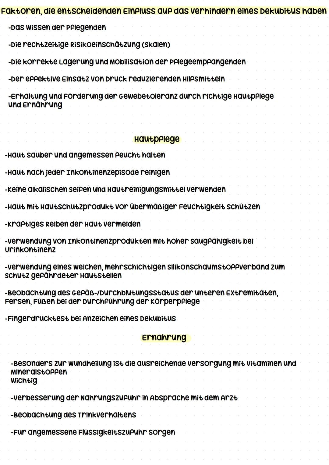 # Dekubitusprophylaxe --- OCR Start ---
Dekubitusprophylaxe
Definition
Ein Dekubitus ist ein Druckgeschwür das durch anhaltenden Druck und/o