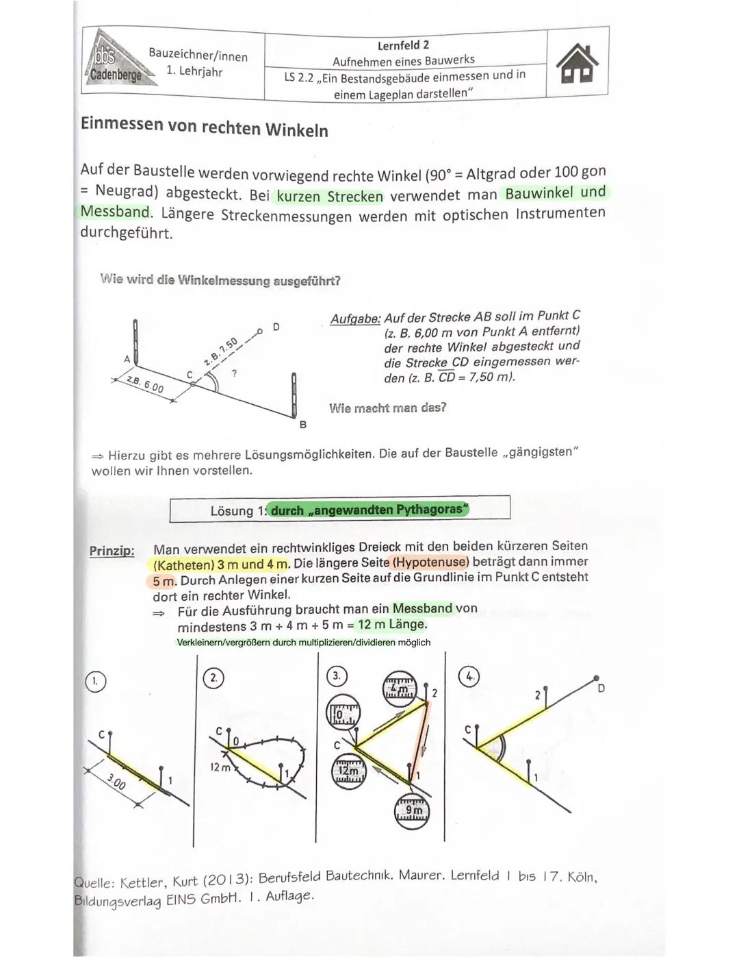 # Bauzeichner Ausbildung
# Lernfeld 2
Vermessung
Bauzeichnen
Architektur
Ingenieurbau
Tief-, Straßen- und
Landschaftsbau
BAUTECHΝIK
Tabe