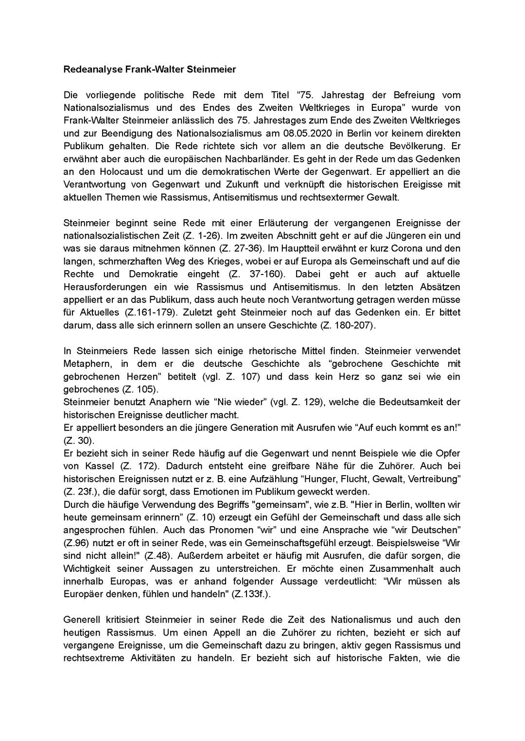 Steinmeier Gedenken an Befreiung aus dem Nationalsozialismus