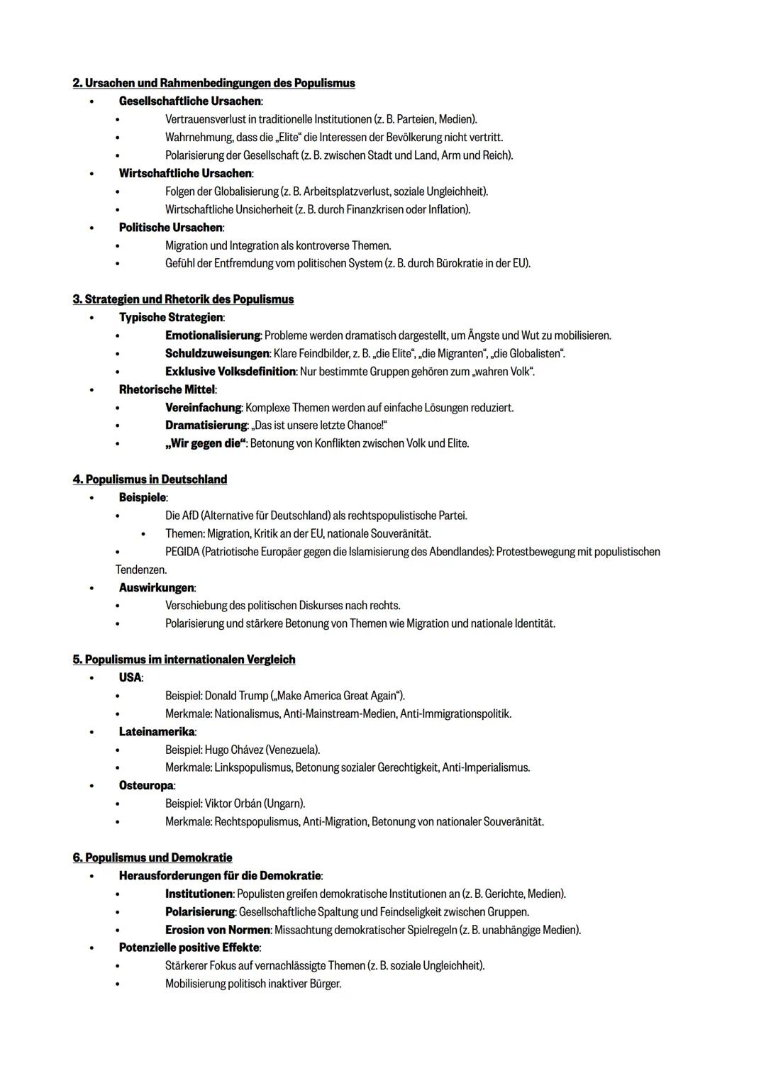 # Lernzettel PoWi Klausur 2 (Populismus, Funktion von Parteien)
# Populismus
Themen
# 1. Definition und Merkmale von Populismus
- Was ist