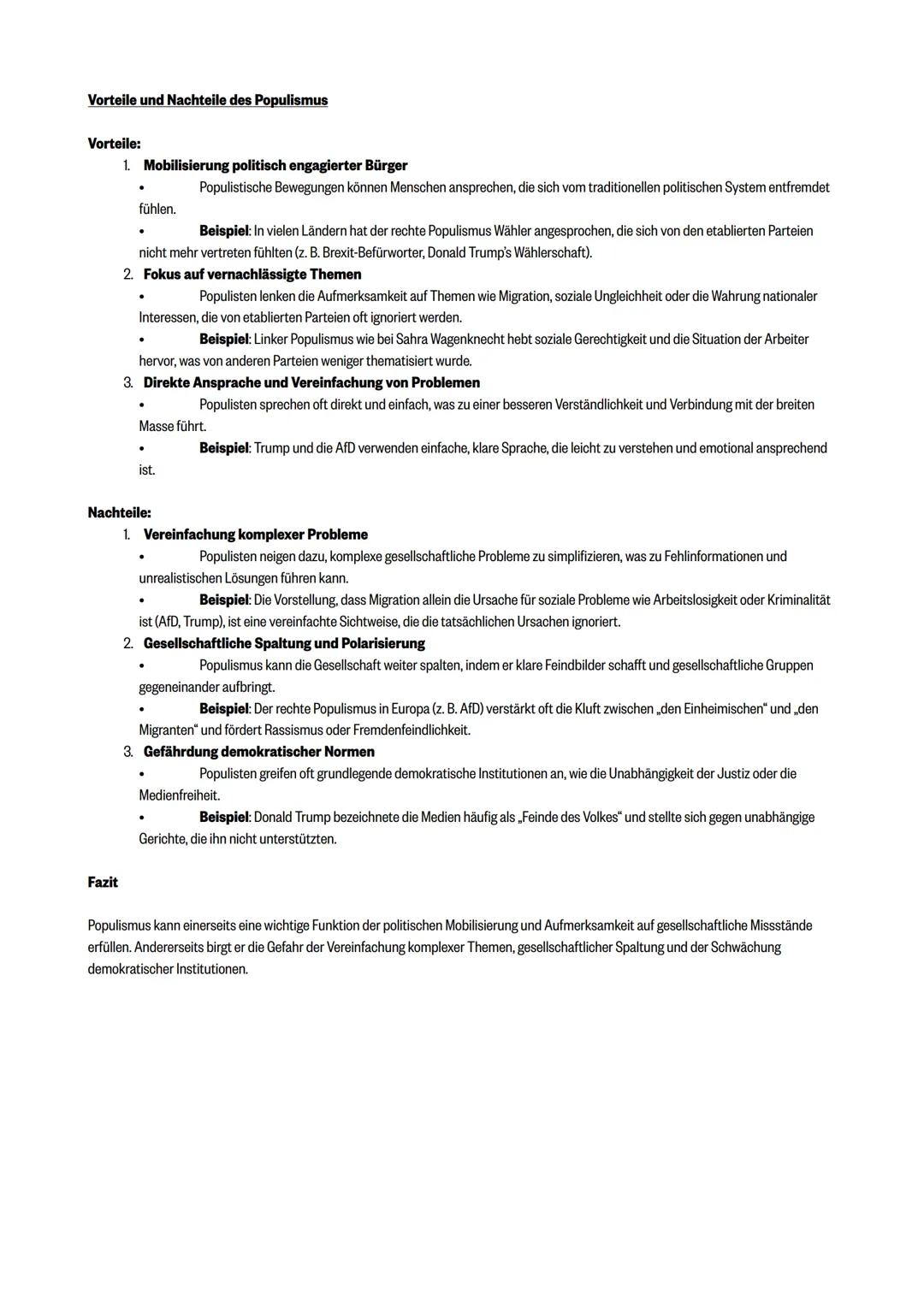 # Lernzettel PoWi Klausur 2 (Populismus, Funktion von Parteien)
# Populismus
Themen
# 1. Definition und Merkmale von Populismus
- Was ist