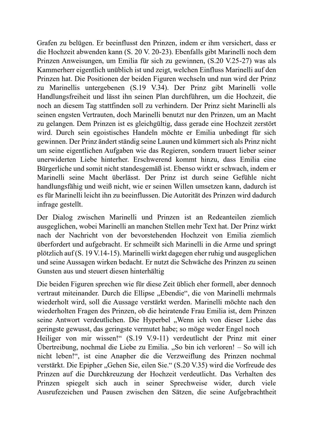 unterstreichen. Marinelli wirkt dagegen mit seiner Sprechweise durch längere
Sätze eher als Ruhepol des Dialogs.
Die Szene spielt eine trag