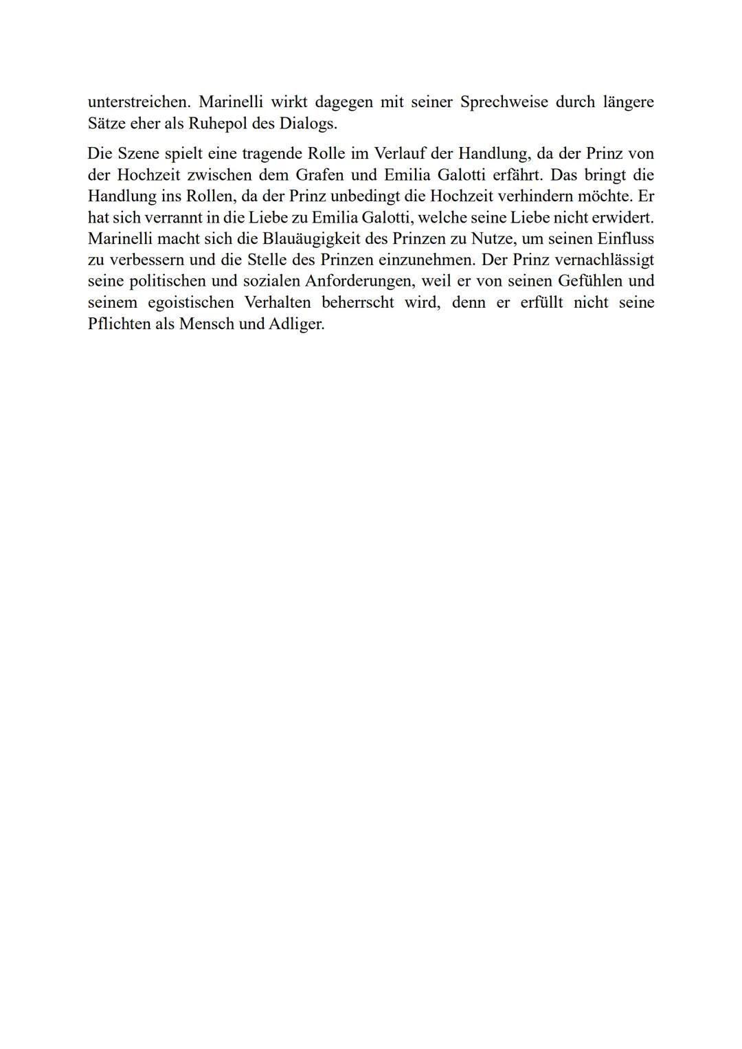unterstreichen. Marinelli wirkt dagegen mit seiner Sprechweise durch längere
Sätze eher als Ruhepol des Dialogs.
Die Szene spielt eine trag