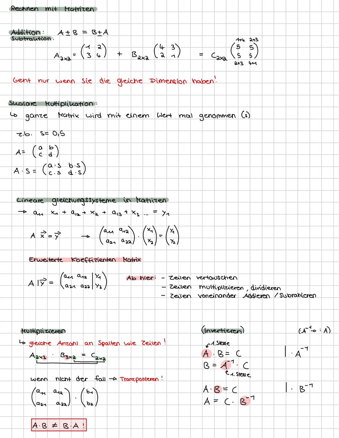 Lineare Algebra
Matrizen Tabellarisch
$Azxs = \begin{pmatrix} a_{11} & a_{12} \\ a_{21} & a_{22} \end{pmatrix}$ $z = zeile$
(Quadratisch