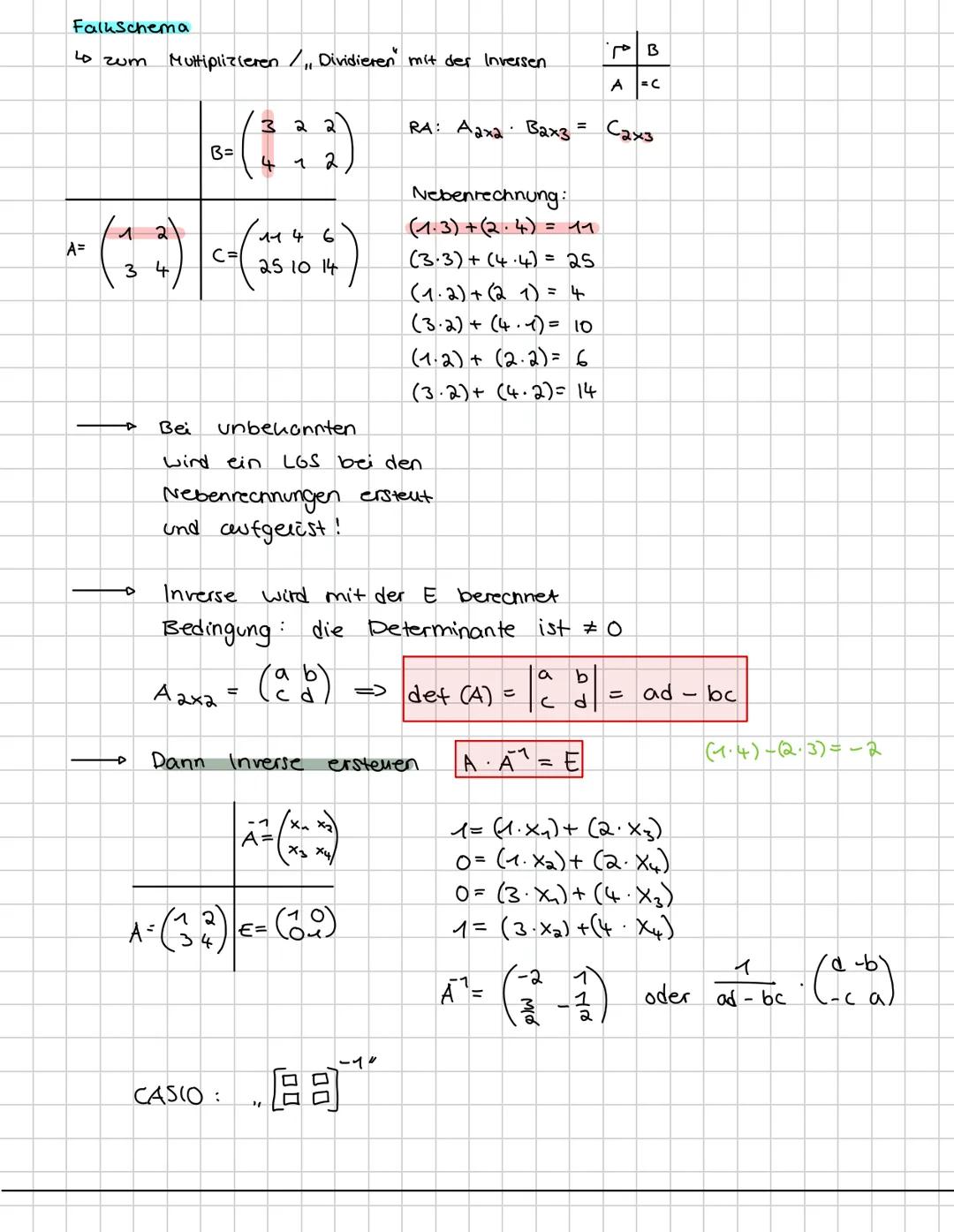 Lineare Algebra
Matrizen Tabellarisch
$Azxs = \begin{pmatrix} a_{11} & a_{12} \\ a_{21} & a_{22} \end{pmatrix}$ $z = zeile$
(Quadratisch