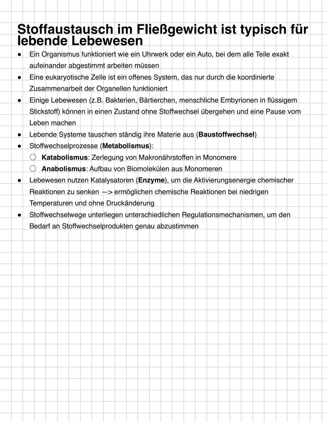# Stoffwechselphysiologie --- OCR Start ---
Inhaltsverzeichnis
Stoffaustausch im Fließgleichgewicht
Aufbau von Proteinen, Kohlenhydraten und