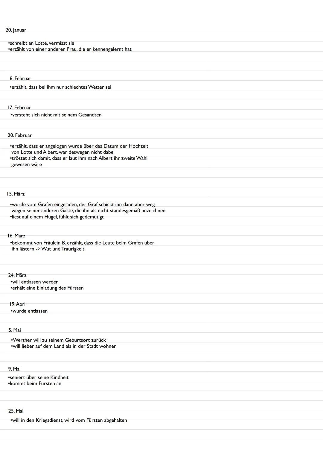 --- OCR Start ---
Leseübersicht
1. Buch
4. Mai 1771
• Werther Schreibt an Willhelm
• berichtet vom Umzug (fühlt sich nicht wohl in der neuen