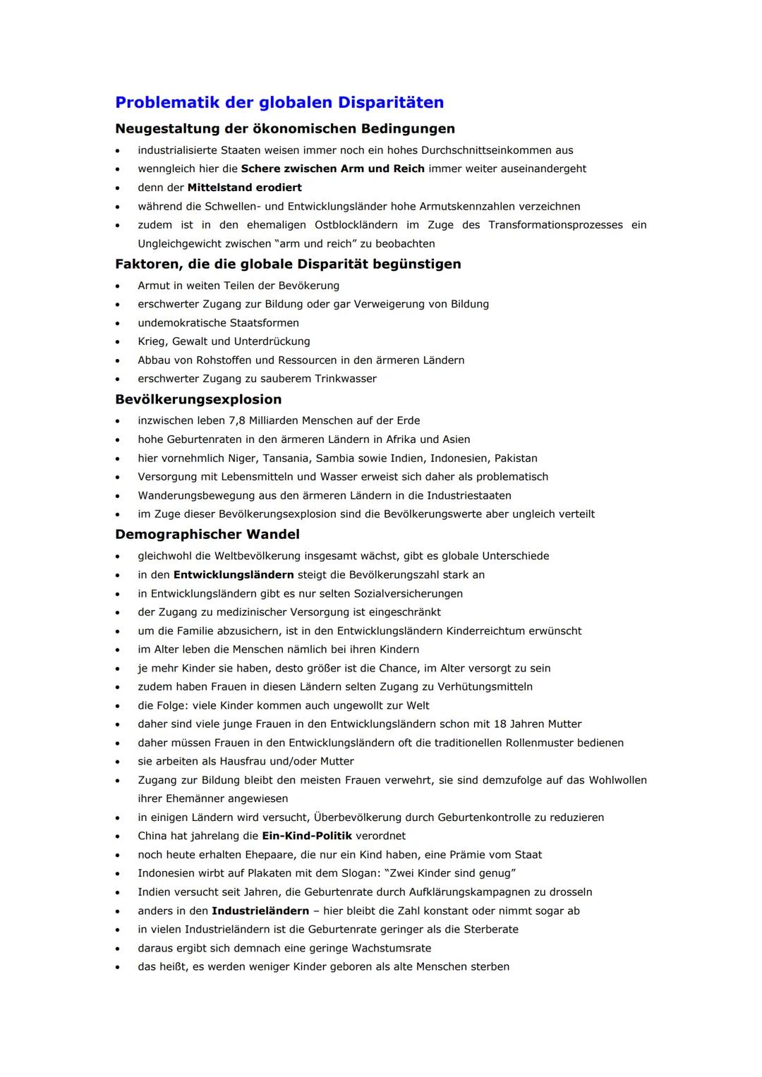 # Globale Disparitäten
## Wichtige Begriffe
### Fachbegriffe mit Bezug zu den globalen Disparitäten
* Aktivraum = Region mit hohem Anteil