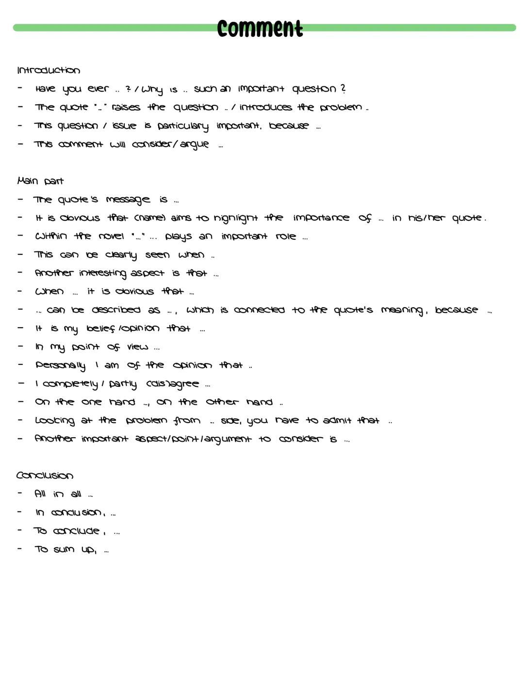 # comment
Introduction
- Have you ever .. ?/Why is .. such an important question ?
- The quote '...' raises the question ../ introduces th