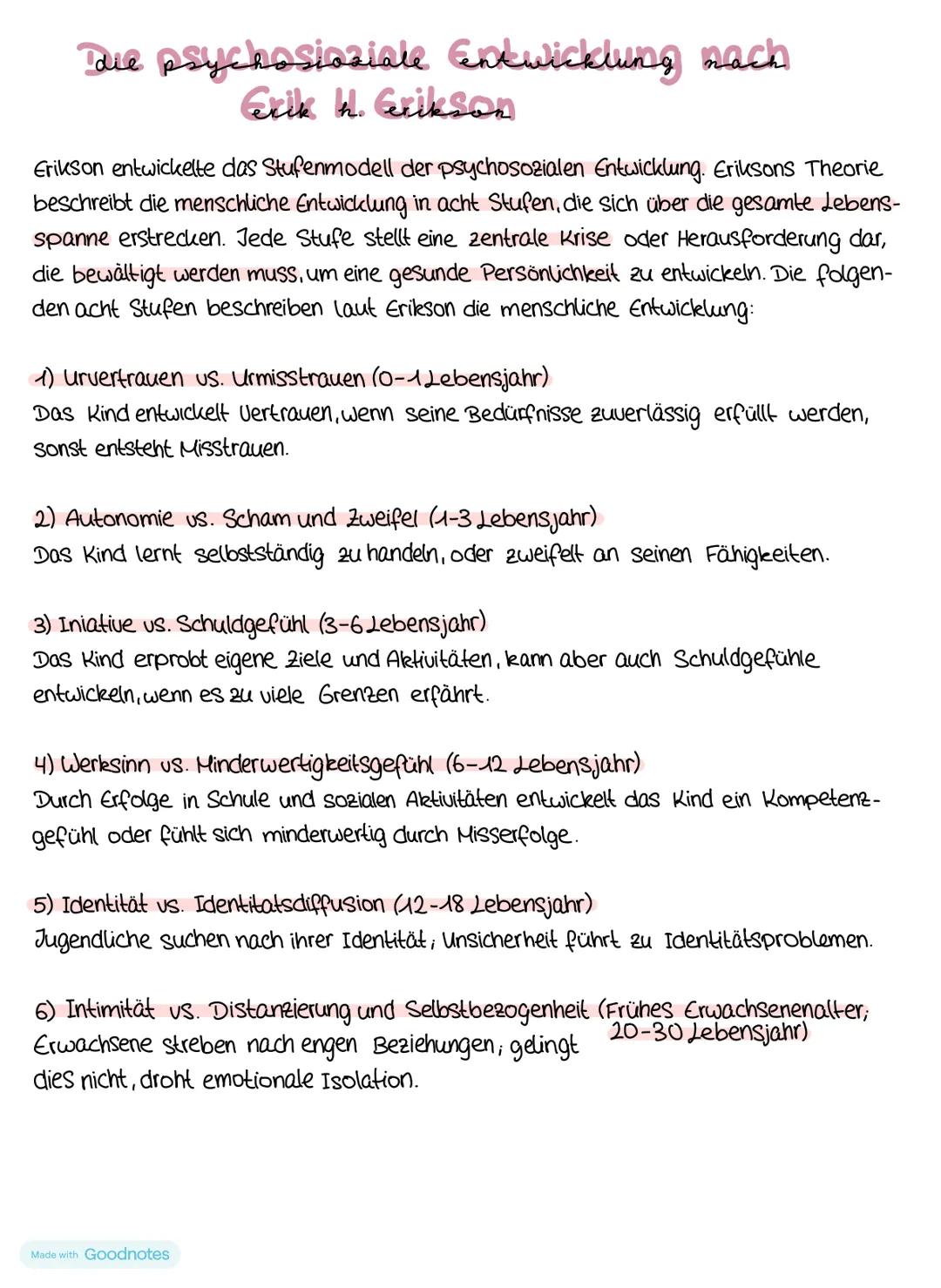 Psychosoziale Entwicklung nach Erikson