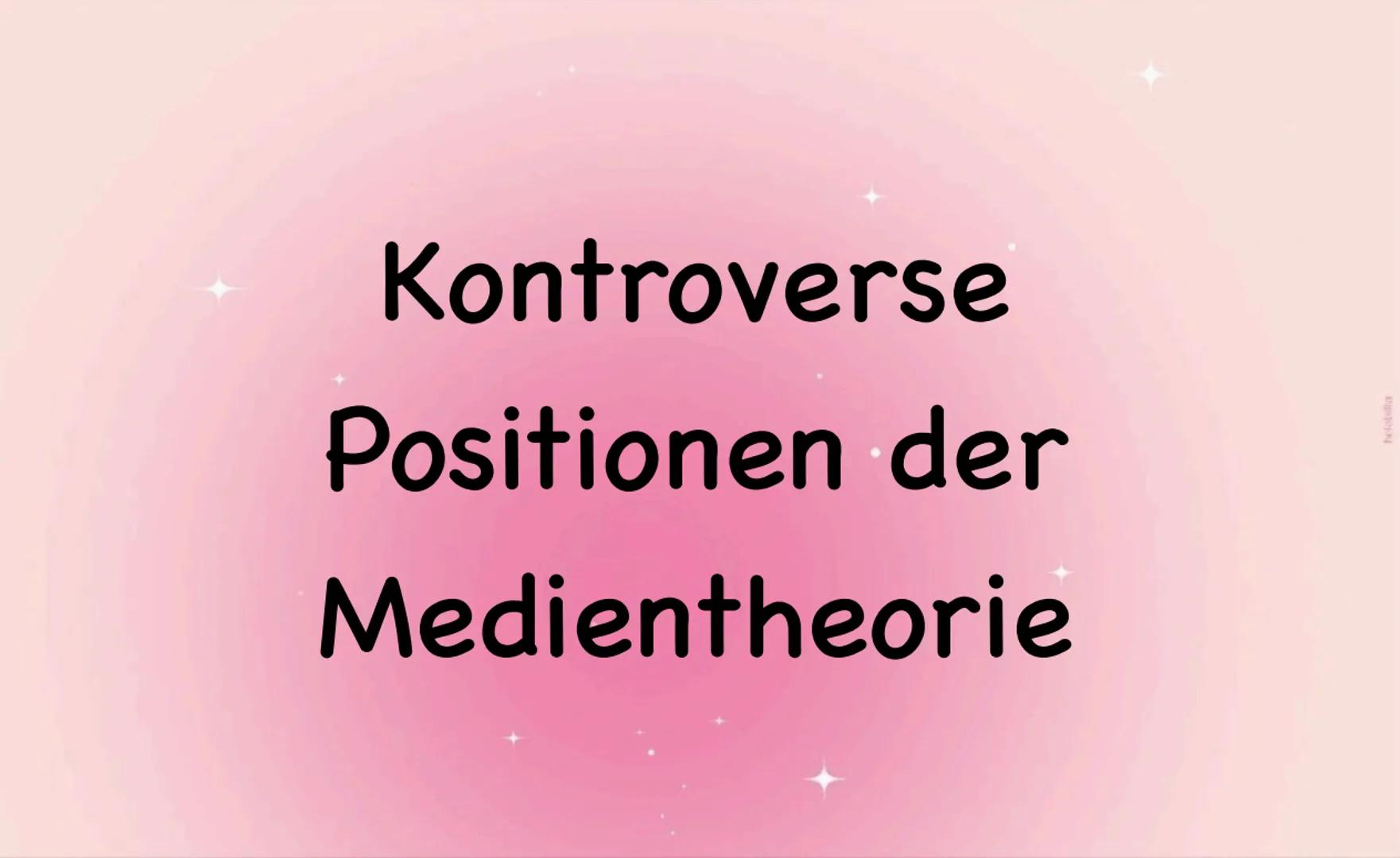 # 4. Inhaltsfeld Medien # Kontroverse
Positionen der
Medientheorie Brecht (Radiotheorie)
-Zuhörer können durch den Rundfunk mitbestimmen
-