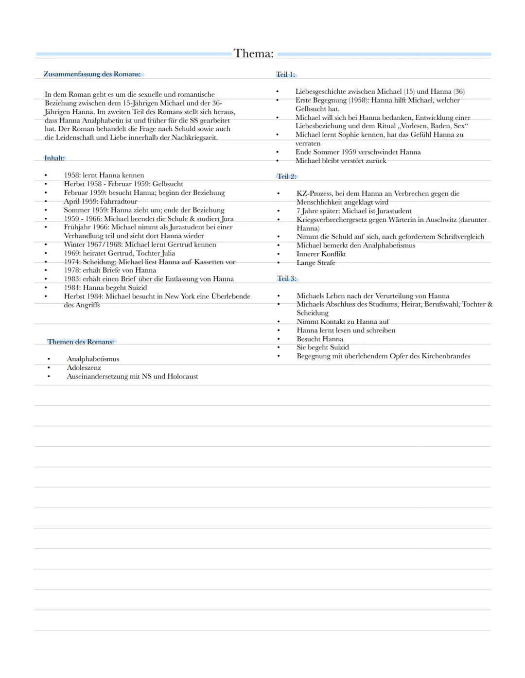 --- OCR Start ---
Buchvorstellung
Aufbau:
Titel:
Der Vorleser
3 Teile für die 3 Beziehungsphasen
Autor:
Bernhard Schlink
Ich-Erzähler: Micha