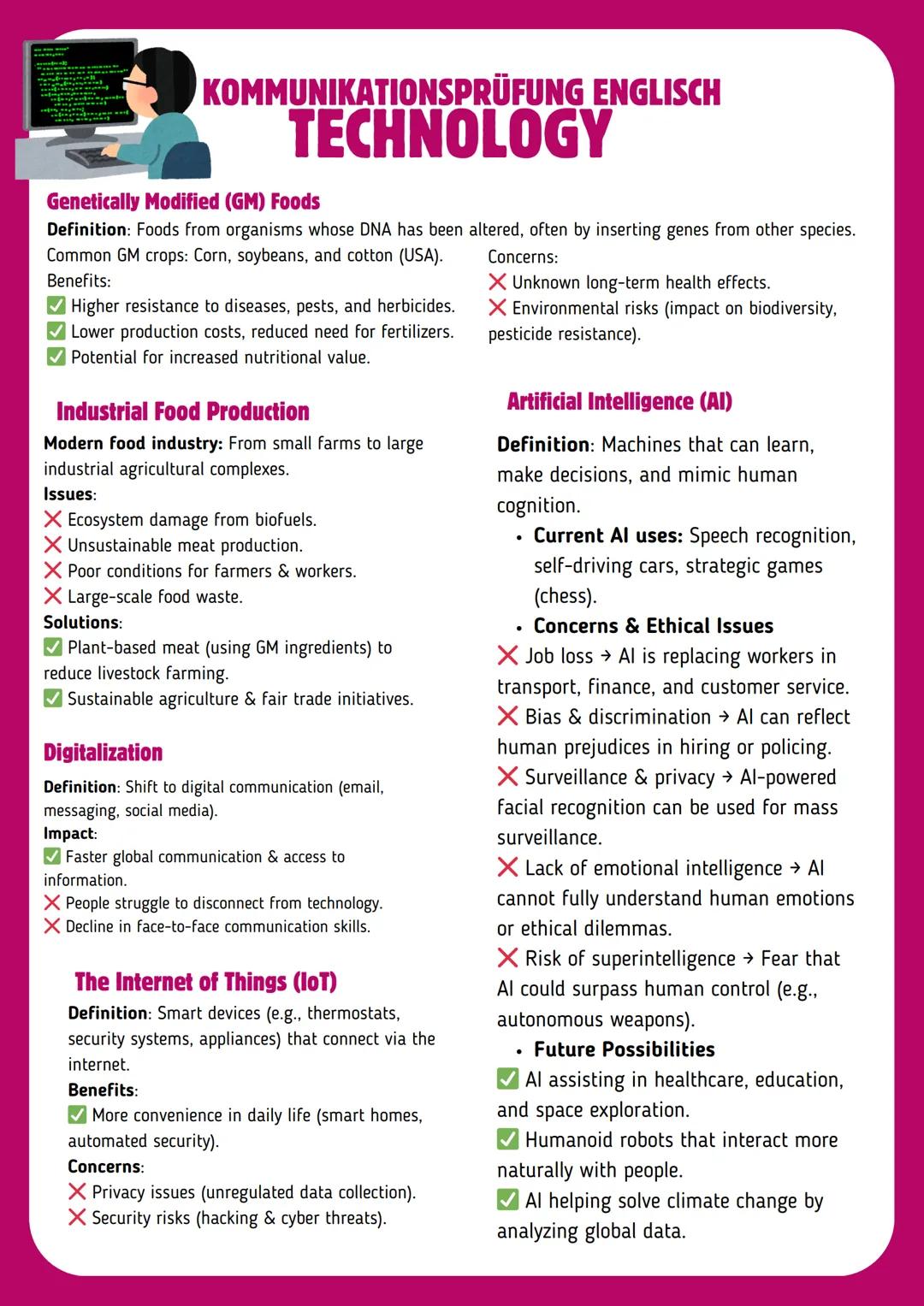 # KOMMUNIKATIONSPRÜFUNG ENGLISCH
# ENVIRONMENT
**Causes of Environmental Problems**
1. Burning fossil fuels (coal, oil, gas) → $CO_2$ emis