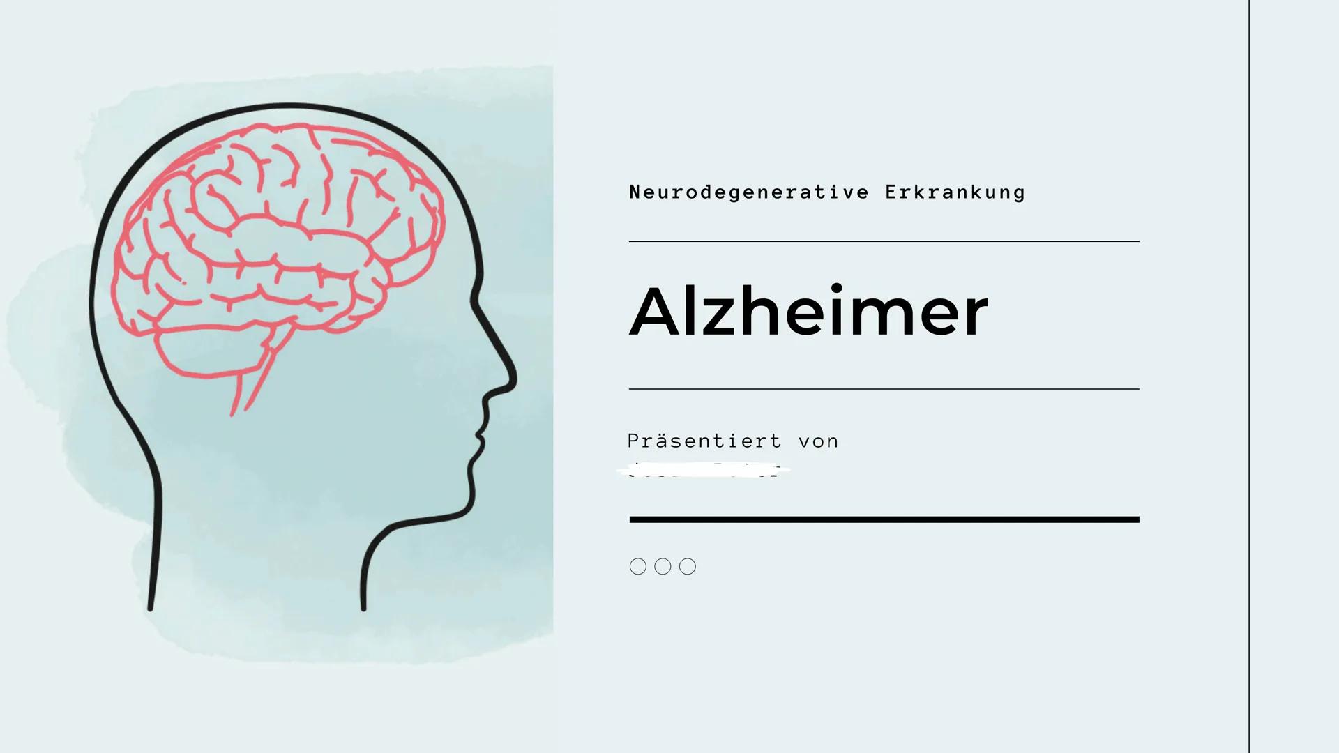 # Neurodegenerative Erkrankung
Alzheimer
Präsentiert von
ooo --- OCR Start ---
Übersicht
allgemeine Informationen & Alois Alzheimer
>
Was