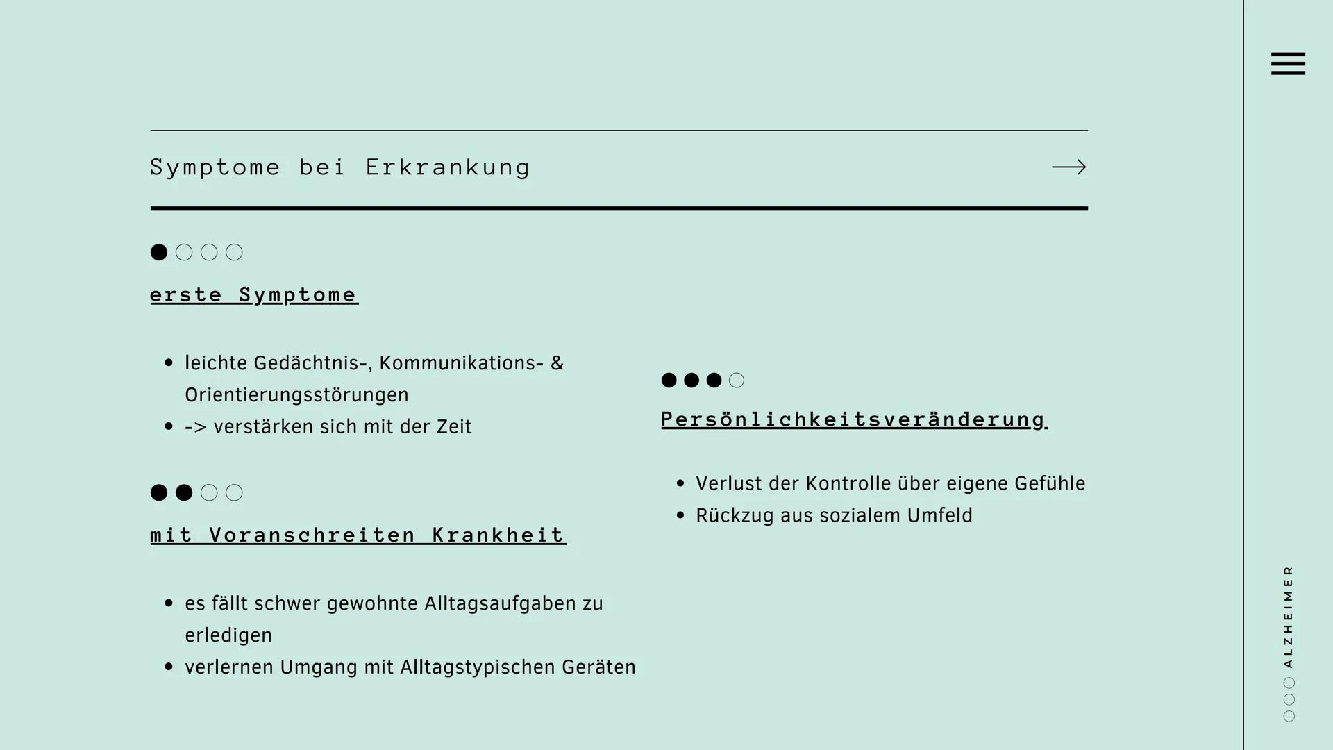 # Neurodegenerative Erkrankung
Alzheimer
Präsentiert von
ooo --- OCR Start ---
Übersicht
allgemeine Informationen & Alois Alzheimer
>
Was