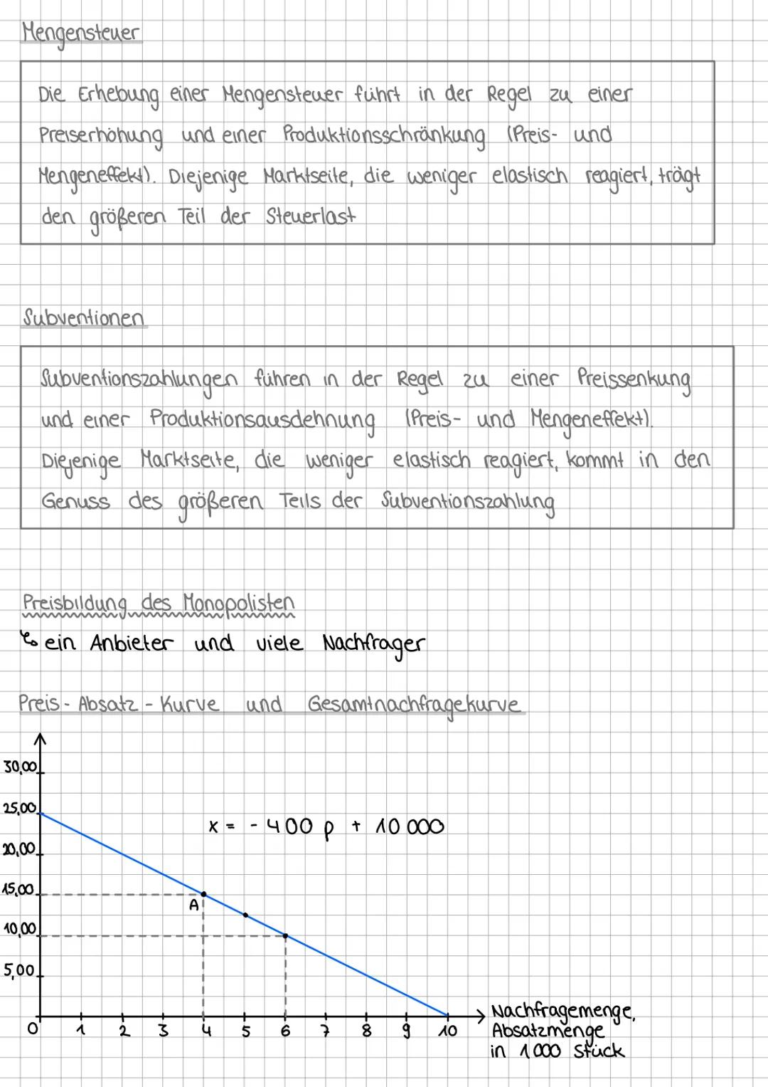 # Preisbildung auf Wettbewerbsmärkten
Beispiel
Nachfrage funktion: $x = 12.000 - 15.000 p$
Angebotsfunktion: $x = 20.000 p - 2.000$
N = A