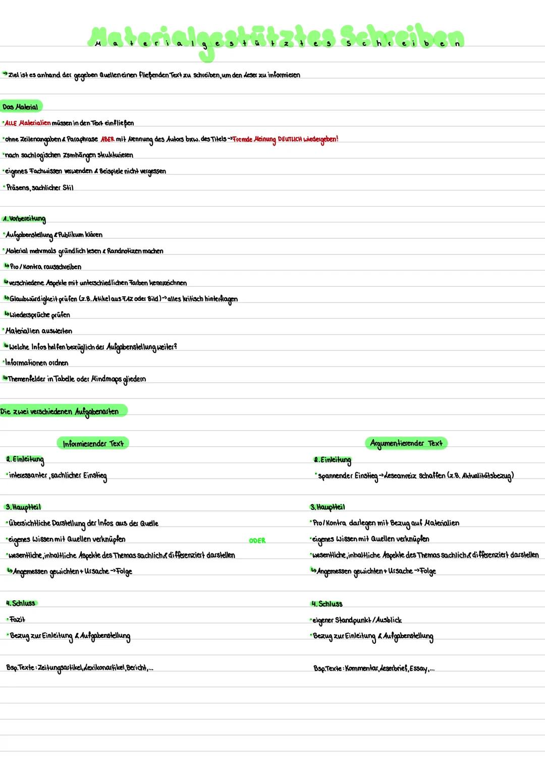 --- OCR Start ---
Materialgastitates Schreiben.
Ziel ist es anhand der gegeben Quelleneinen fließenden Text zu schreiben, um den deser zu in