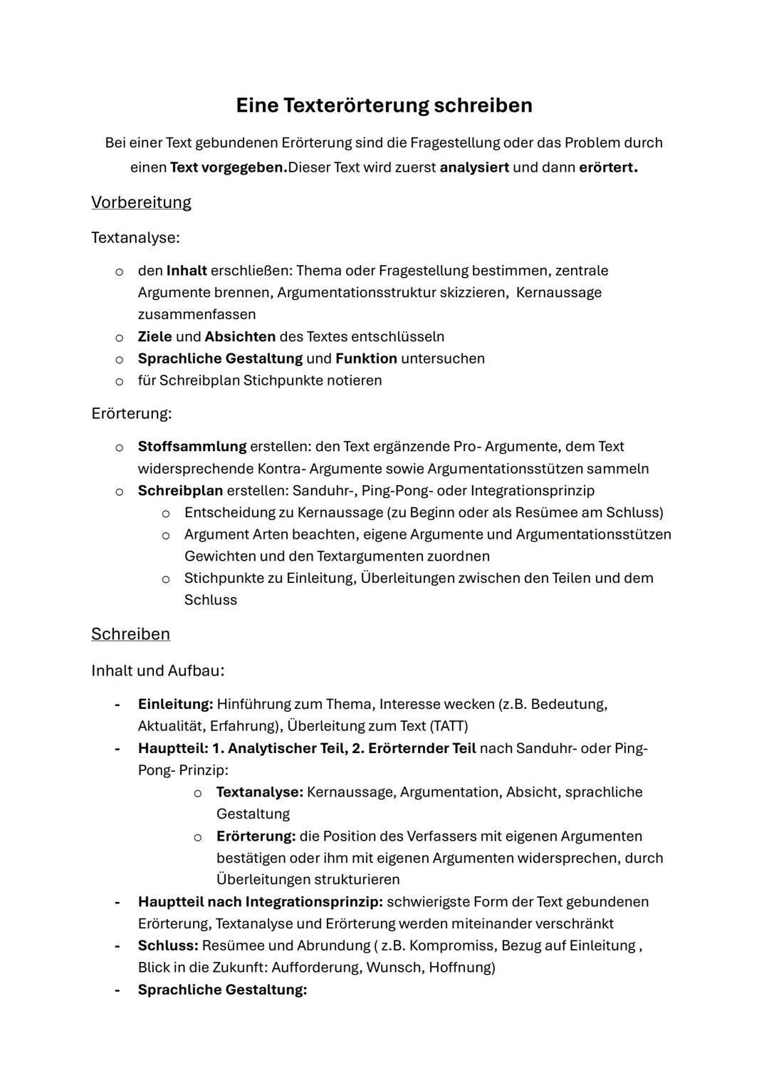 # Eine Texterörterung schreiben
Bei einer Text gebundenen Erörterung sind die Fragestellung oder das Problem durch einen Text vorgegeben.Di