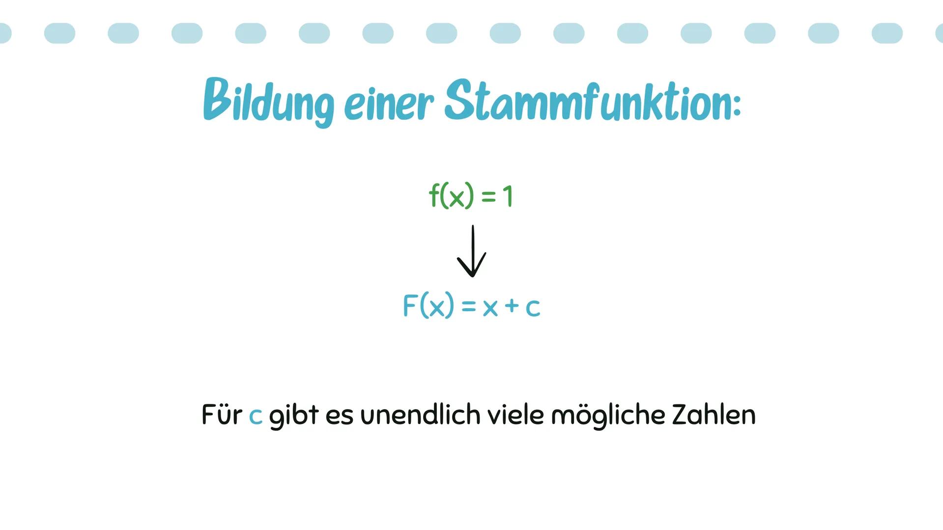 # Stammfunktion
Amelie, Annalena Q2 # Inhaltsverzeichnis:
Was ist eine Stammfunktion?
Bildung von Stammfunktionen
-> Ableiten und integrie