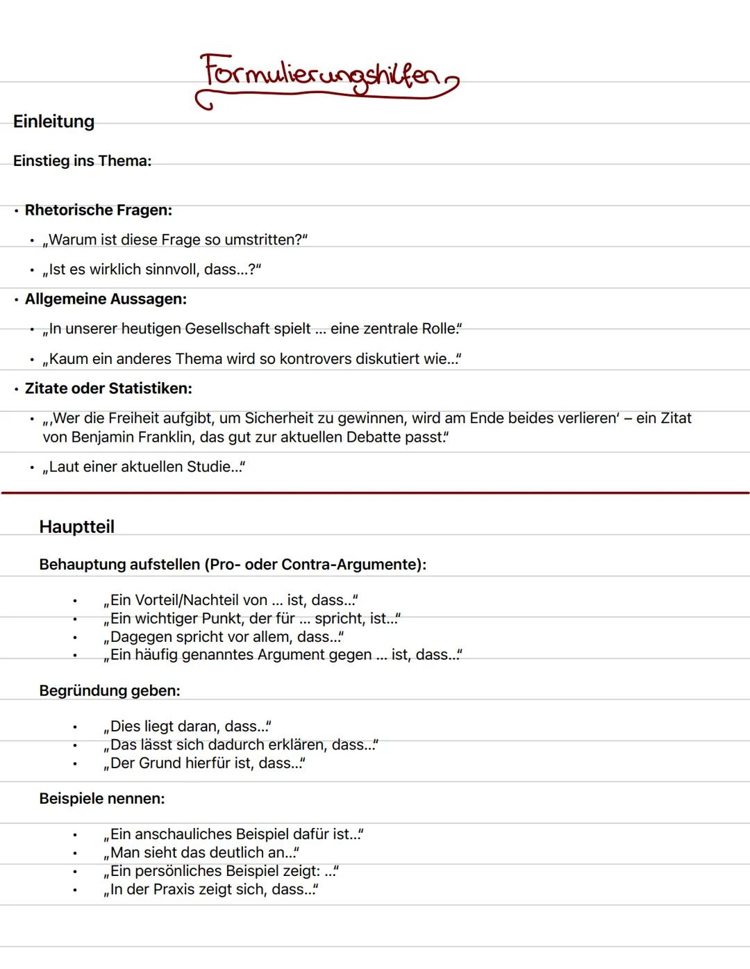 --- OCR Start ---
Erörterung
Stil: Sachlich, klar, formal
Aufbau: Einleitung: Ziel: Leser neugierig machen
Thema erklären
Einleitung
Inhalt: