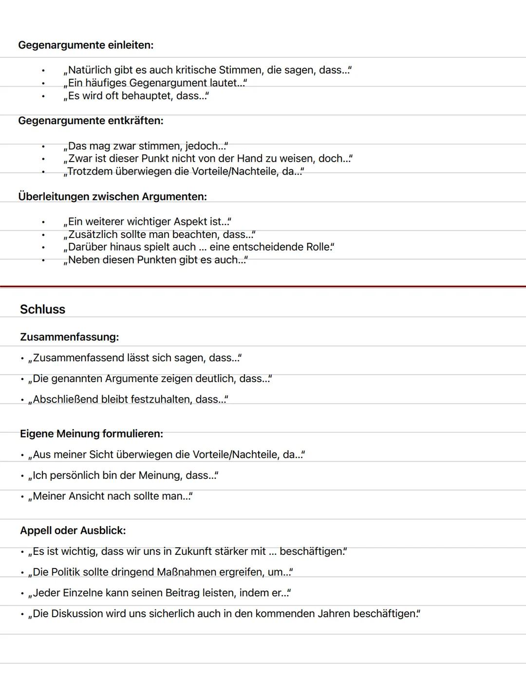 --- OCR Start ---
Erörterung
Stil: Sachlich, klar, formal
Aufbau: Einleitung: Ziel: Leser neugierig machen
Thema erklären
Einleitung
Inhalt: