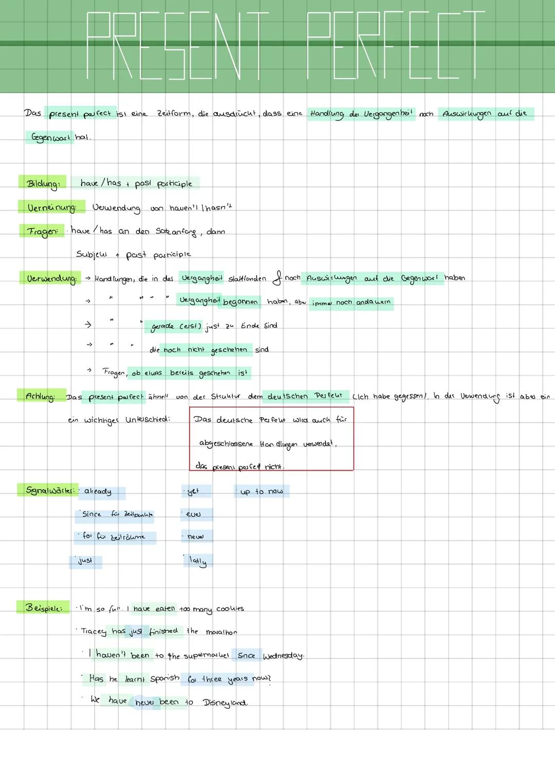 --- OCR Start ---
Das Simple present ist eine Zeitform der Gegenwart, die regelmäßige Handlungen ausdrücht!
Bildung:
Du bildest einen Satz i