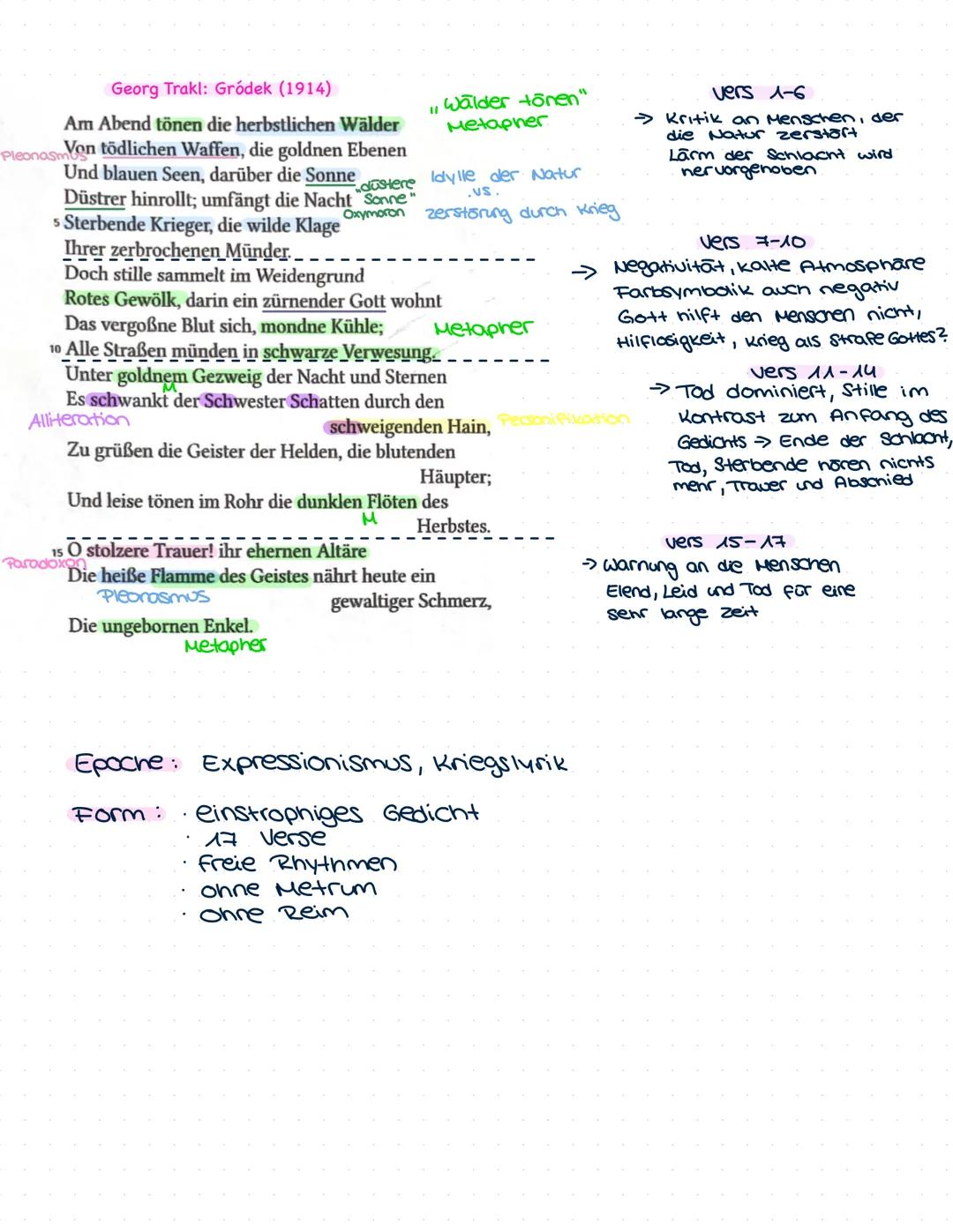 --- OCR Start ---
Georg Trakl: Gródek (1914)
Am Abend tönen die herbstlichen Wälder
Pleonasm Von tödlichen Waffen, die goldnen Ebenen
Und bl