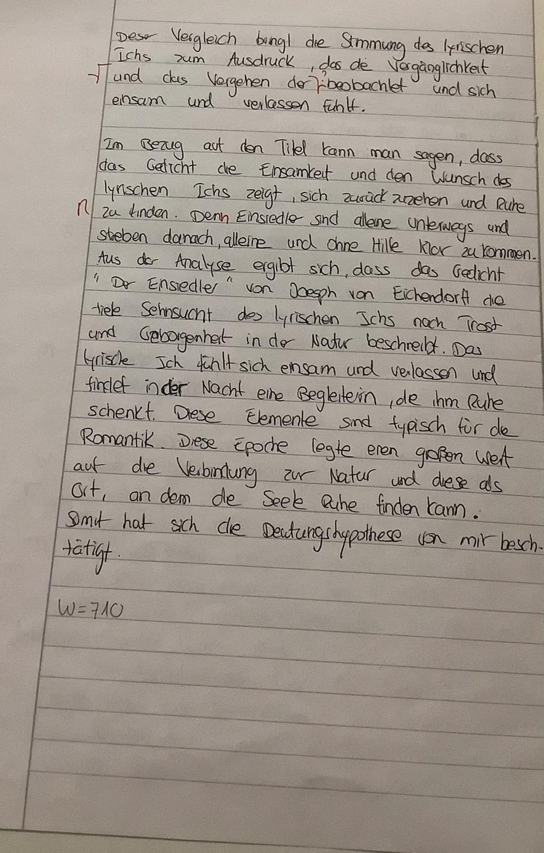 --- OCR Start ---
Deutsch Klausur Nr. 1
Datum: 12.11.2024
Nachschreibetermin
5
10
15
Joseph von Eichendorff - Der Einsiedler (1837)
Komm, Tr