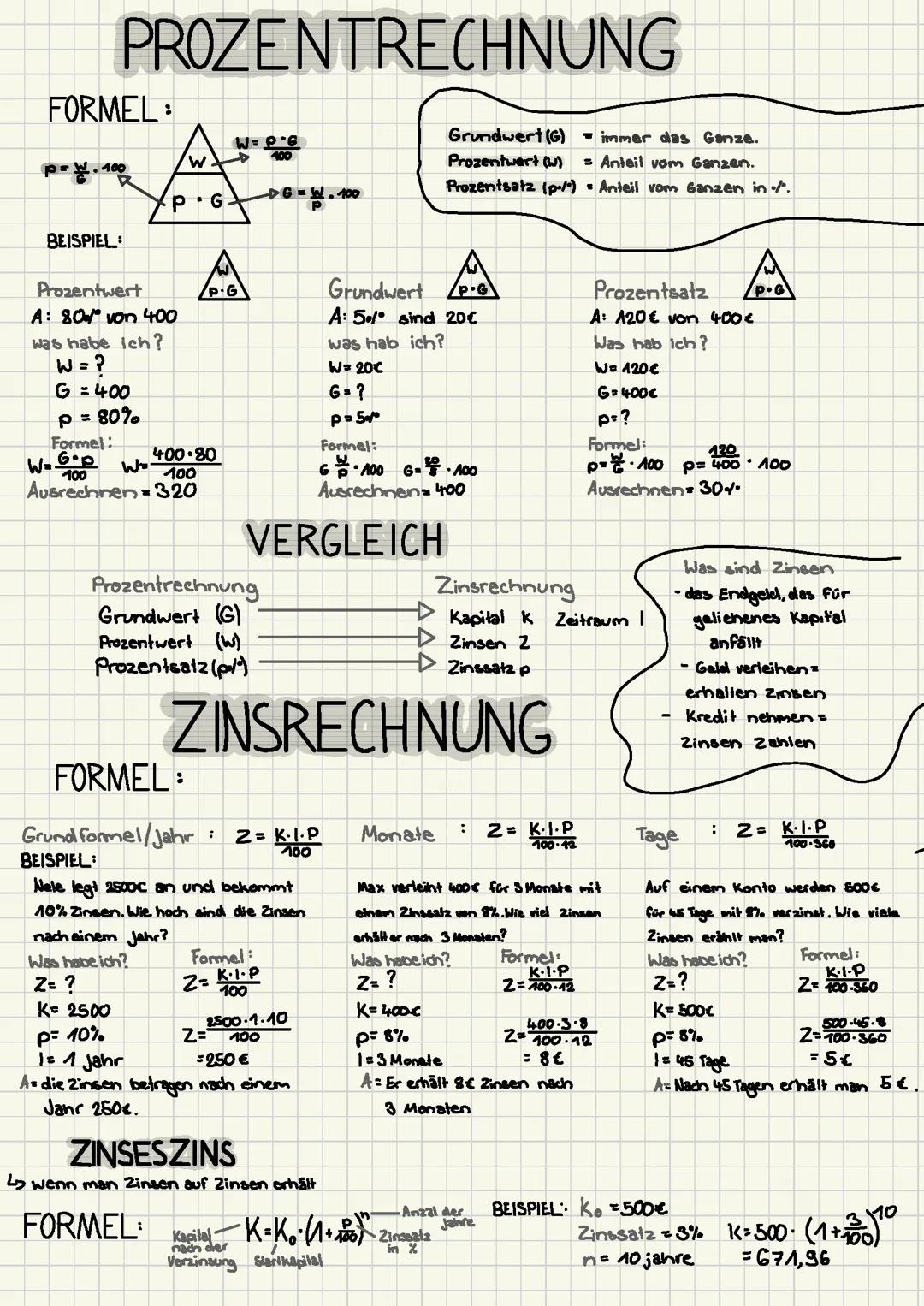 Mathematik Prozentrechnung und Zinsrechnung