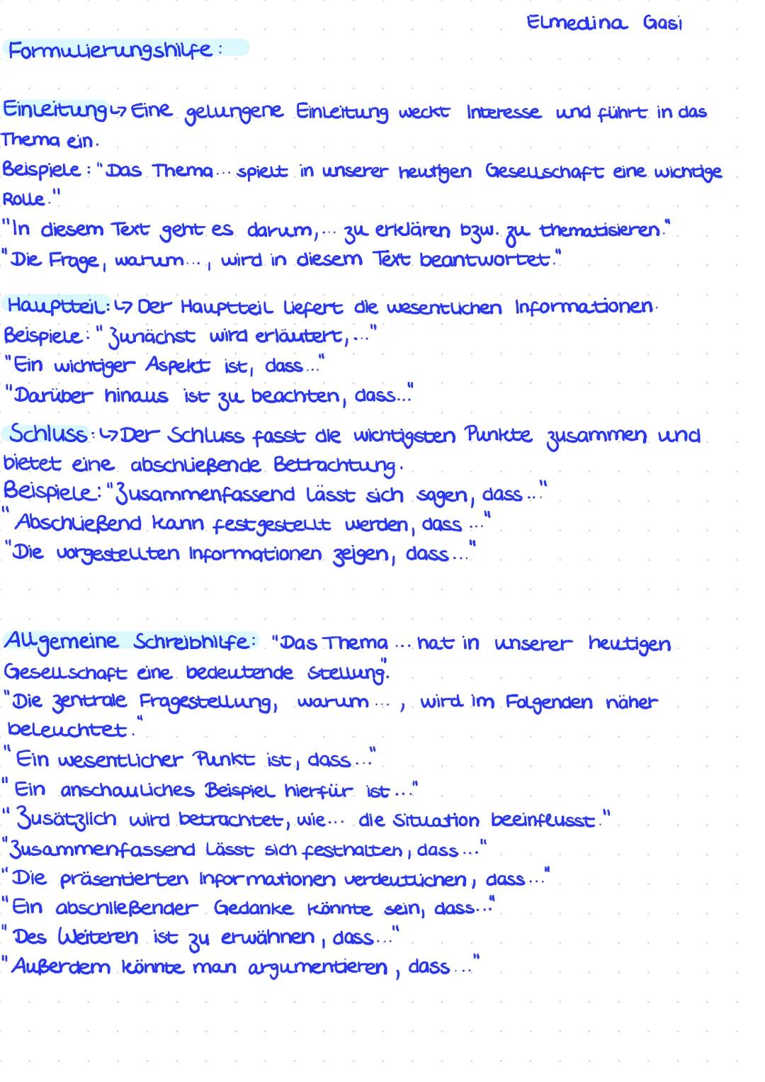 Elmedina Gasi
Sprache > Informierende Texte
Merkmale und Strukturen Inhalt: Alle wichtigen Informationen sind
Checkliste: Einen informiere